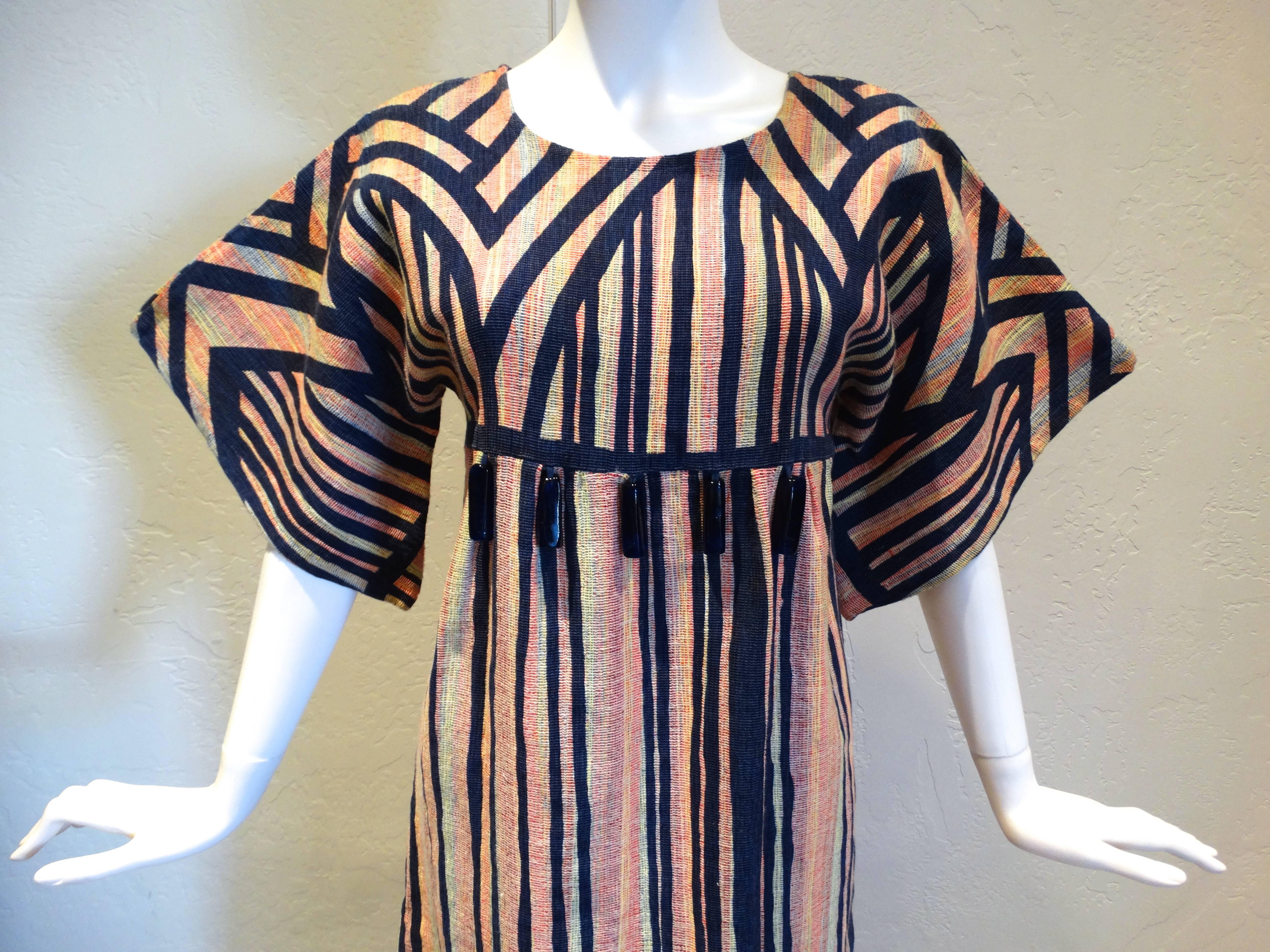 1970s Rikma Bohemian Maxi Dress W/Glass Beads  In Excellent Condition In Scottsdale, AZ