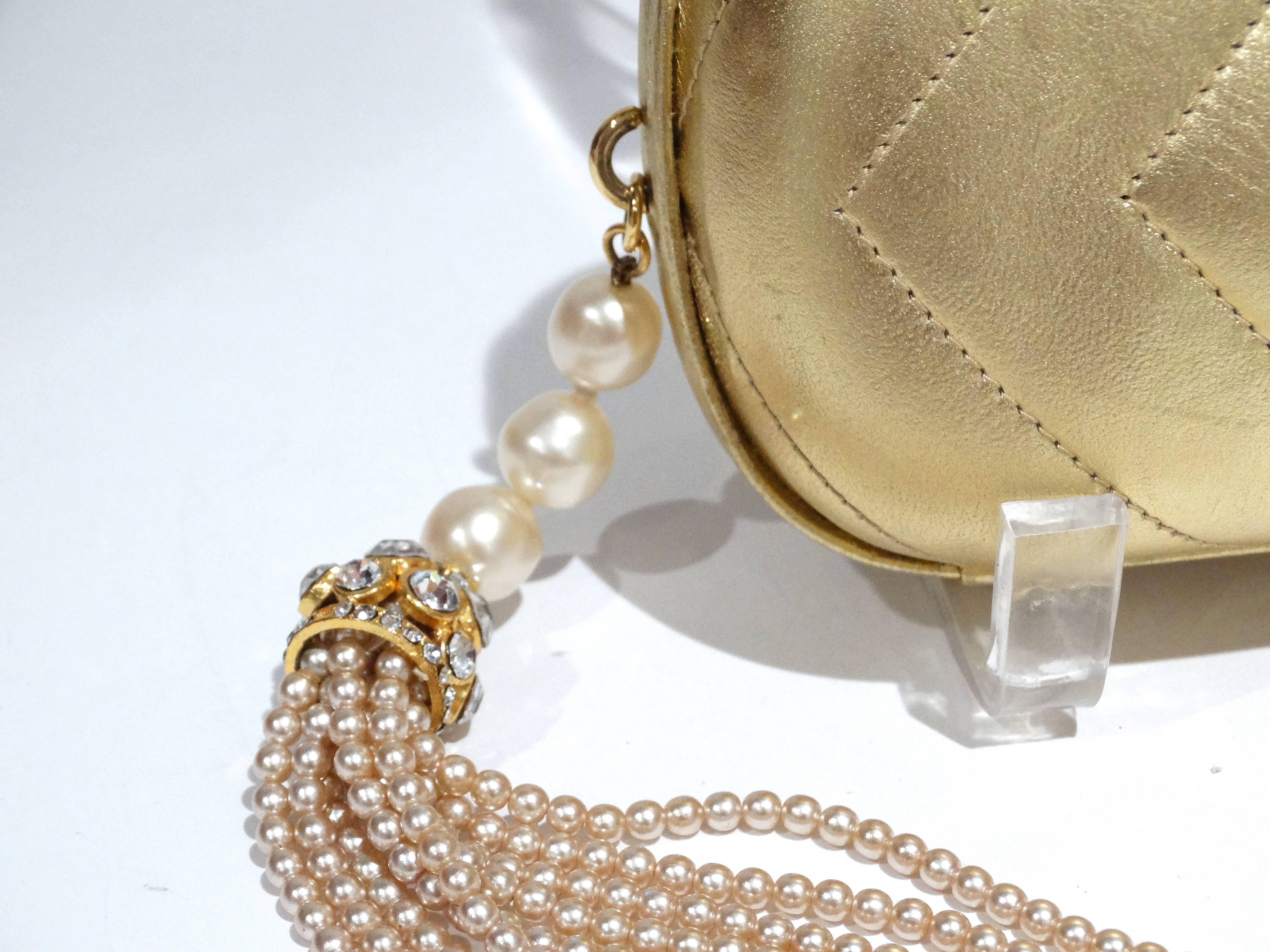 1980s Gold Chanel Clutch with Pearl Tassel at 1stDibs | chanel gold ...