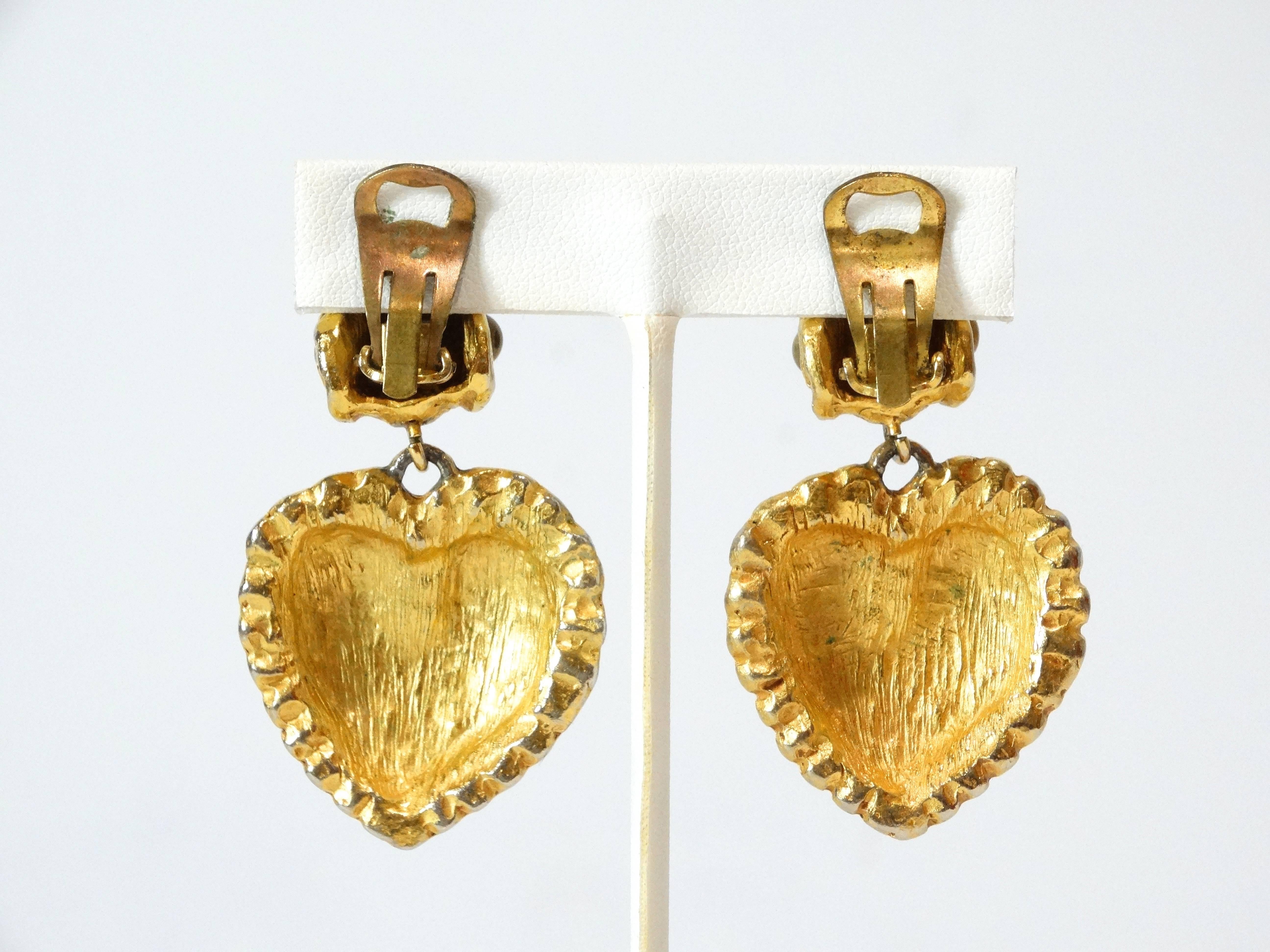 1980s Christian Lacroix Heart Earrings 1