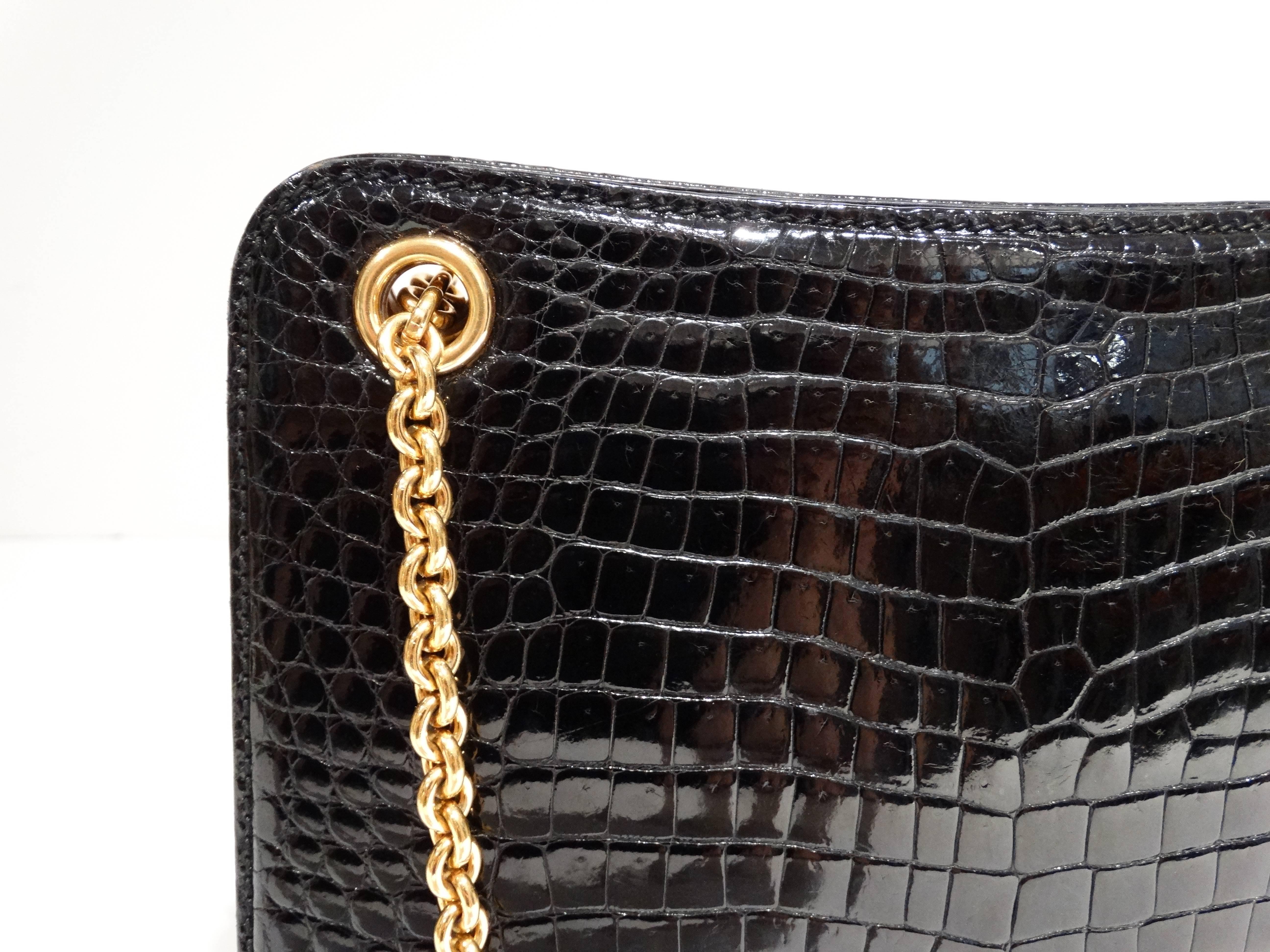 Rare 1950s Gucci Black Crocodile Handbag  3