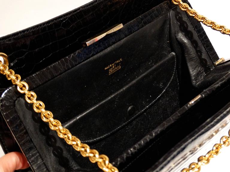 Rare 1950s Gucci Black Crocodile Handbag at 1stDibs