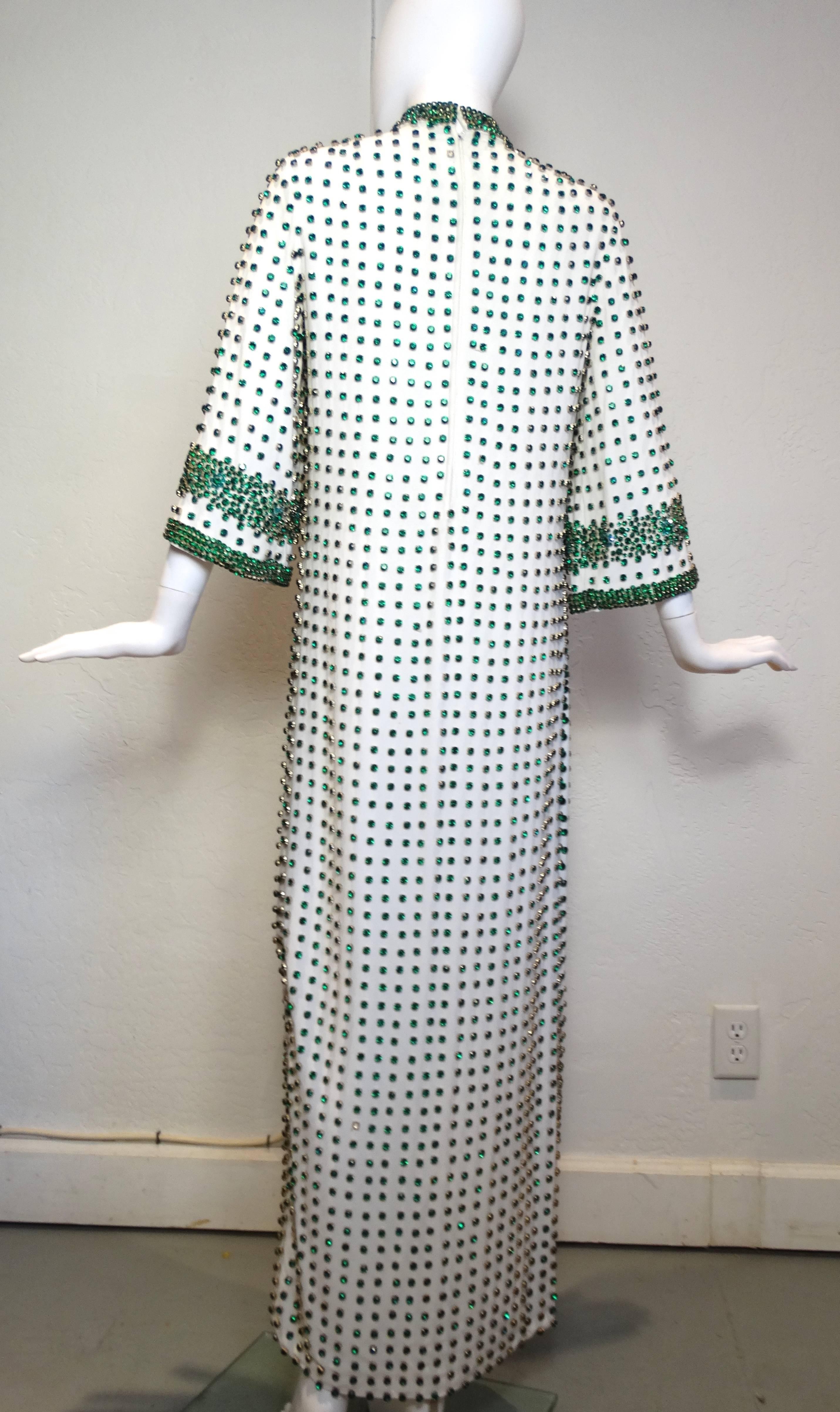 Women's 1950s Emerald Rhinestone Gown