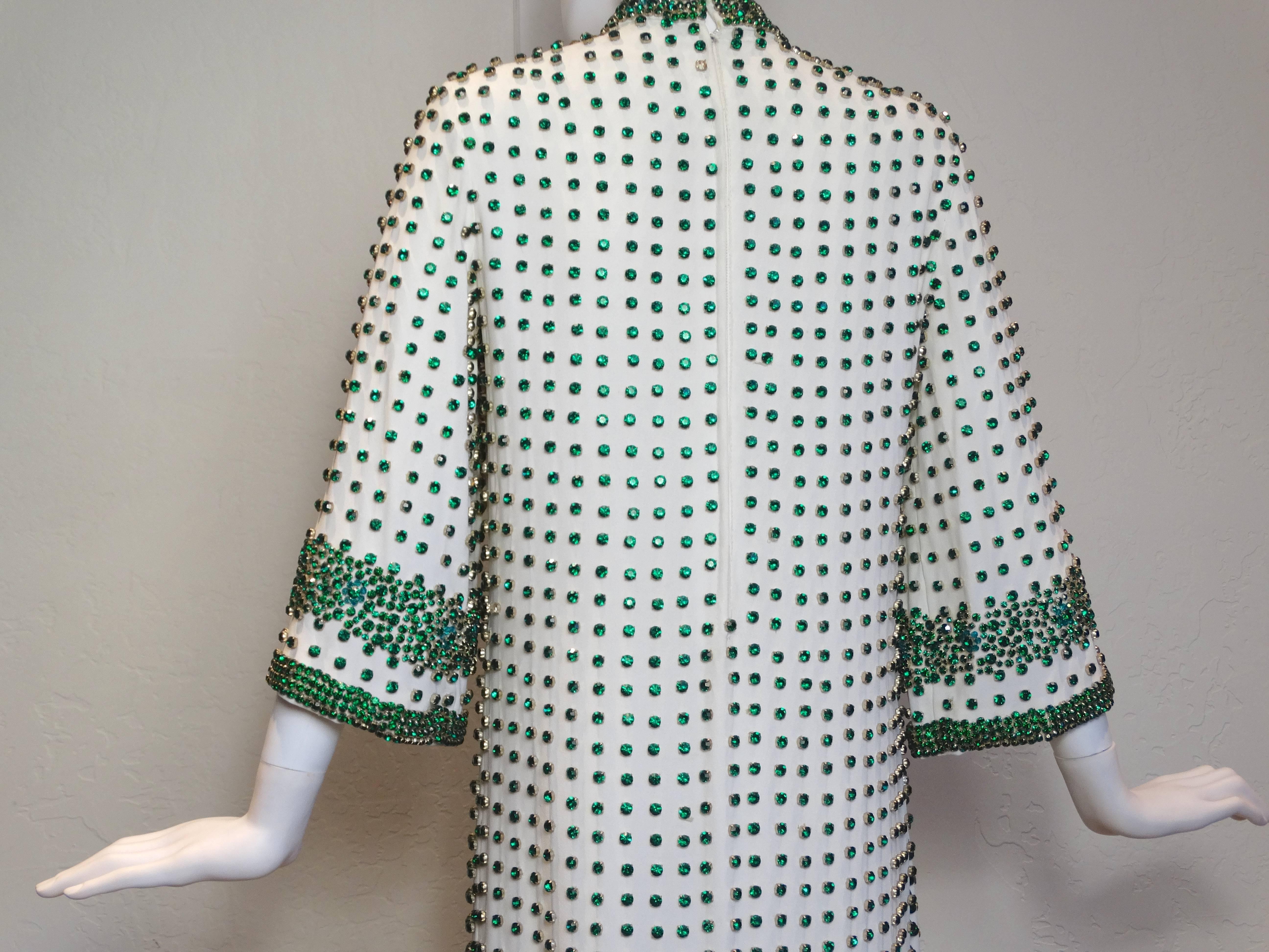 1950s Emerald Rhinestone Gown 2