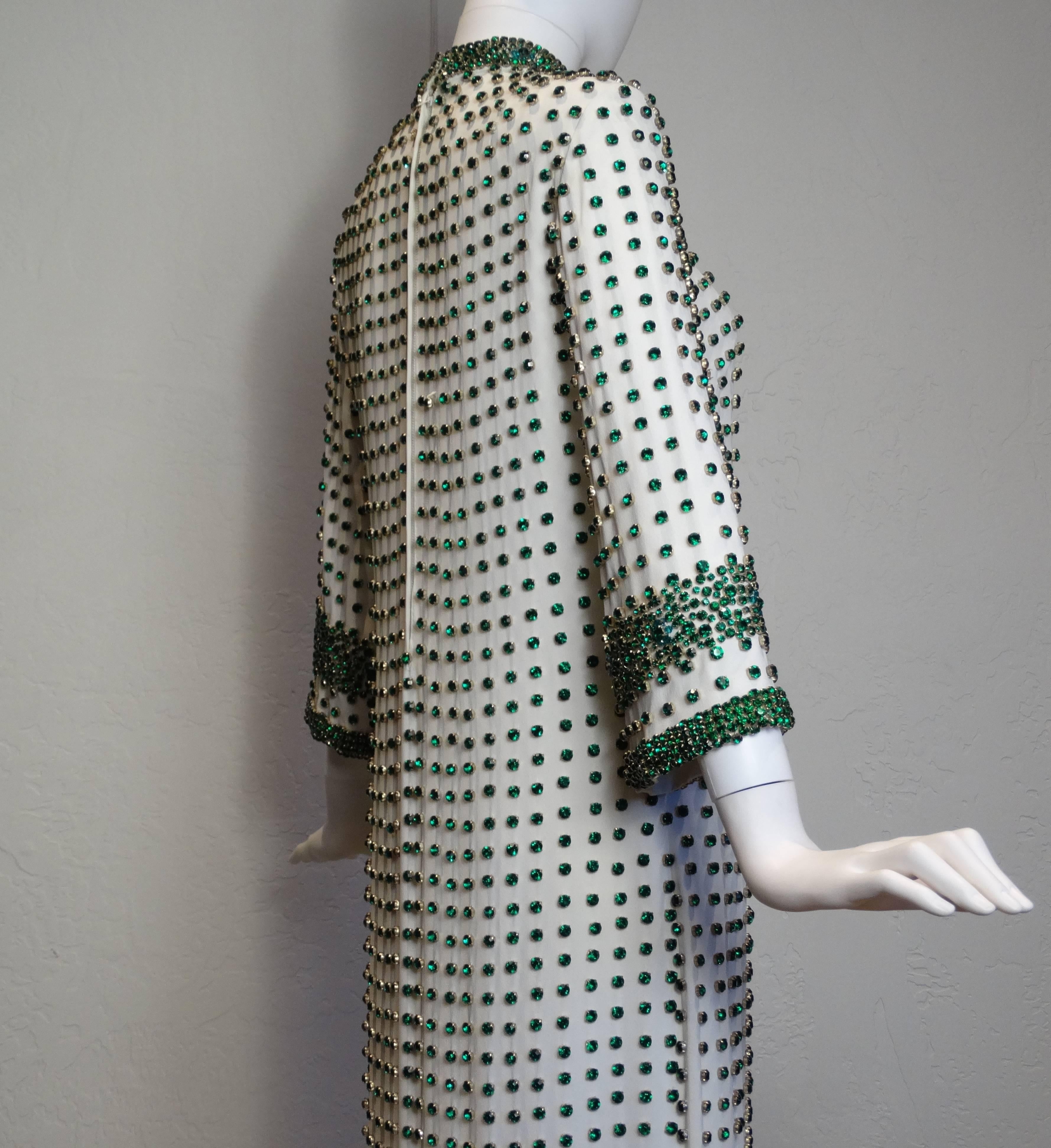 1950s Emerald Rhinestone Gown 4