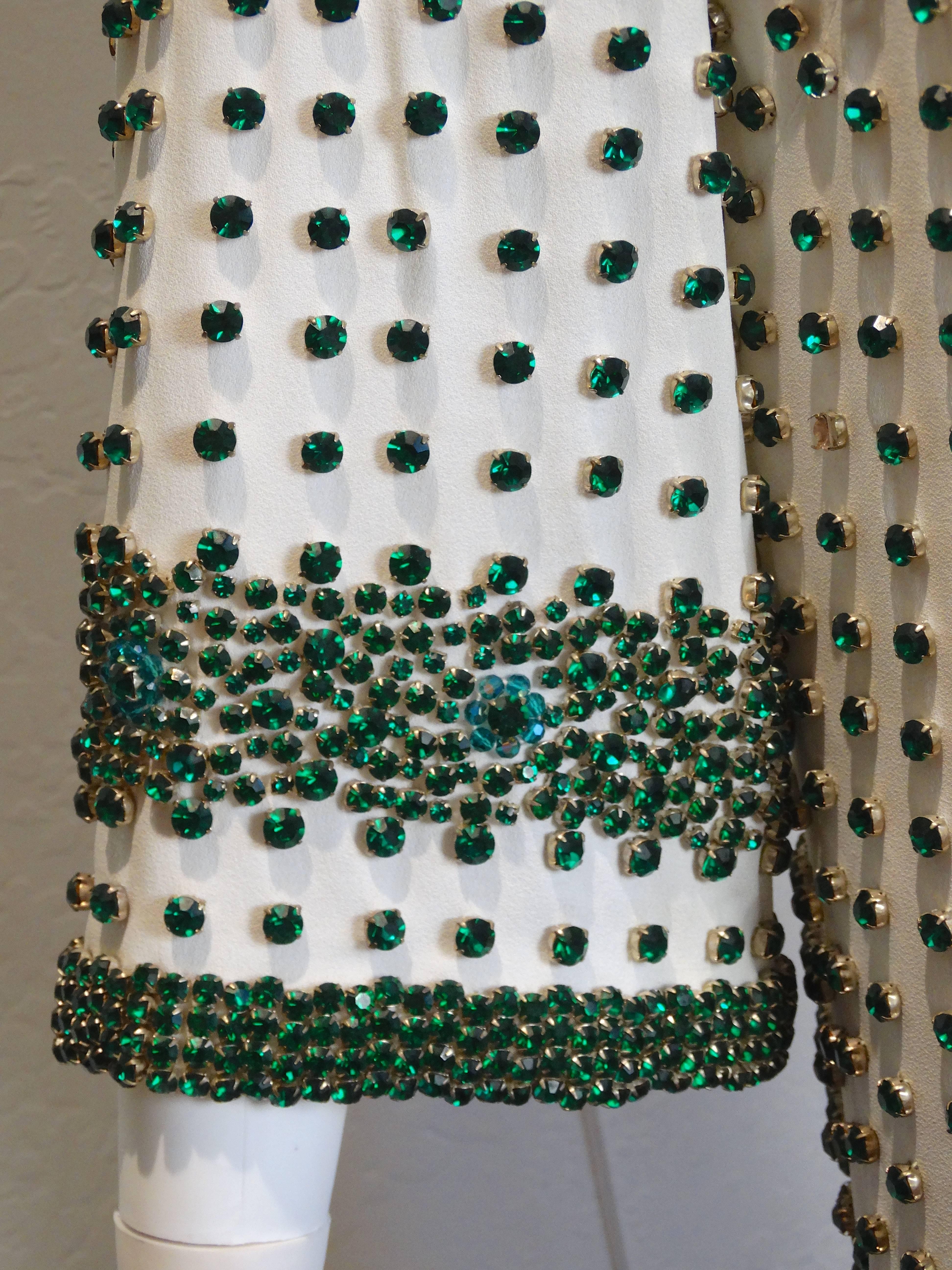 1950s Emerald Rhinestone Gown 3