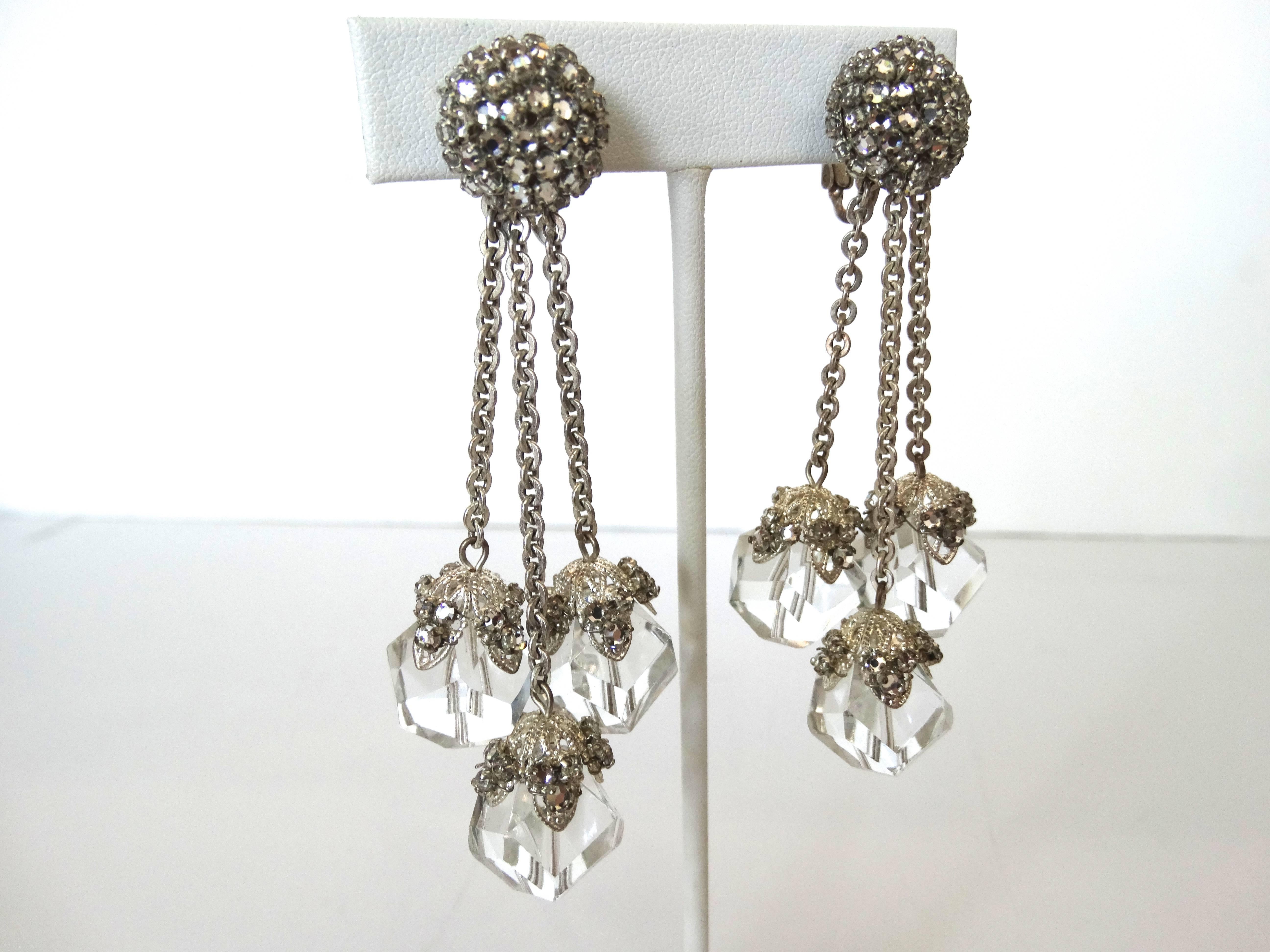 1950s Miriam Haskell Crystal Drop Earrings  In Excellent Condition In Scottsdale, AZ