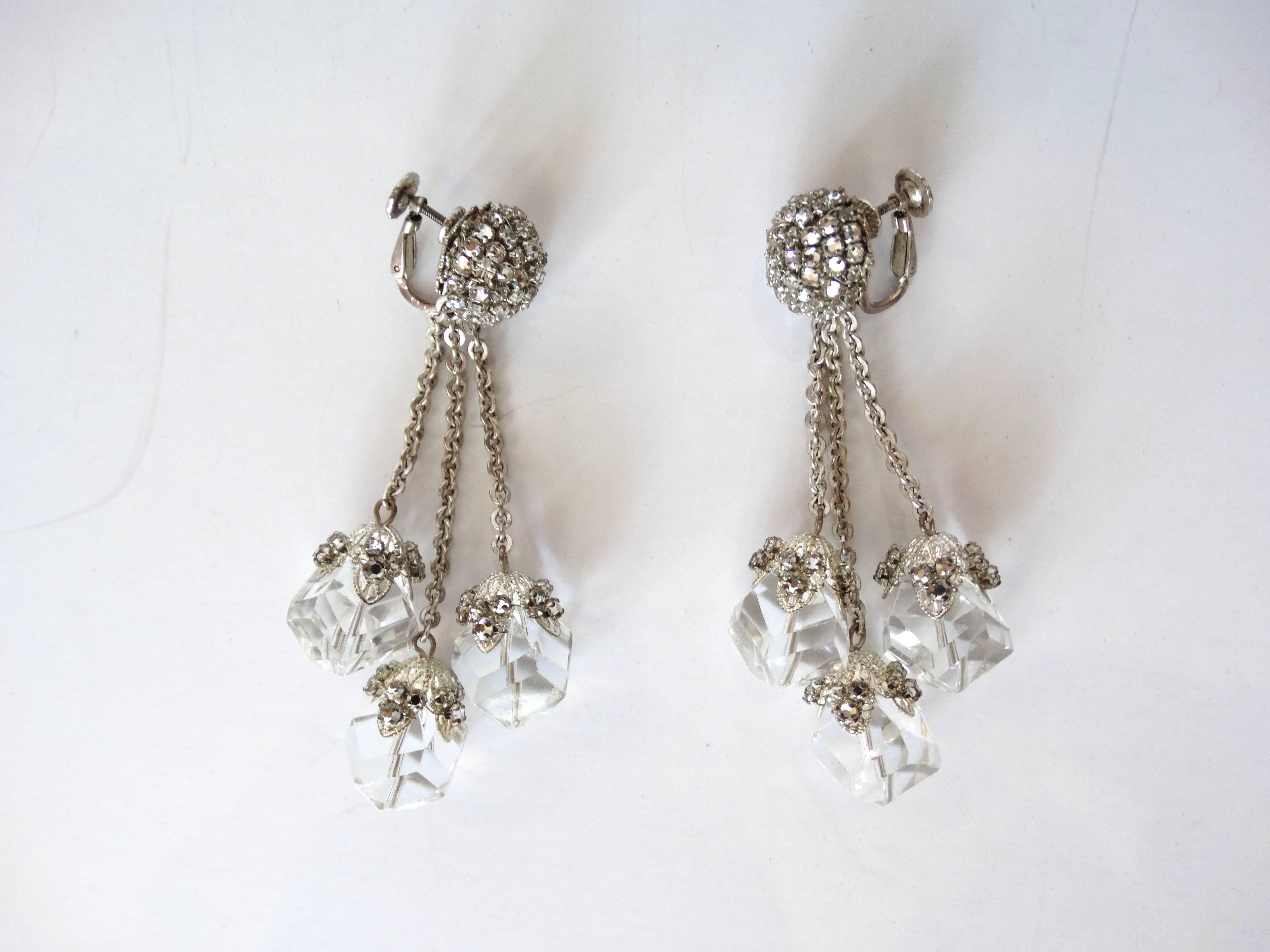 1950s Miriam Haskell Crystal Drop Earrings  2