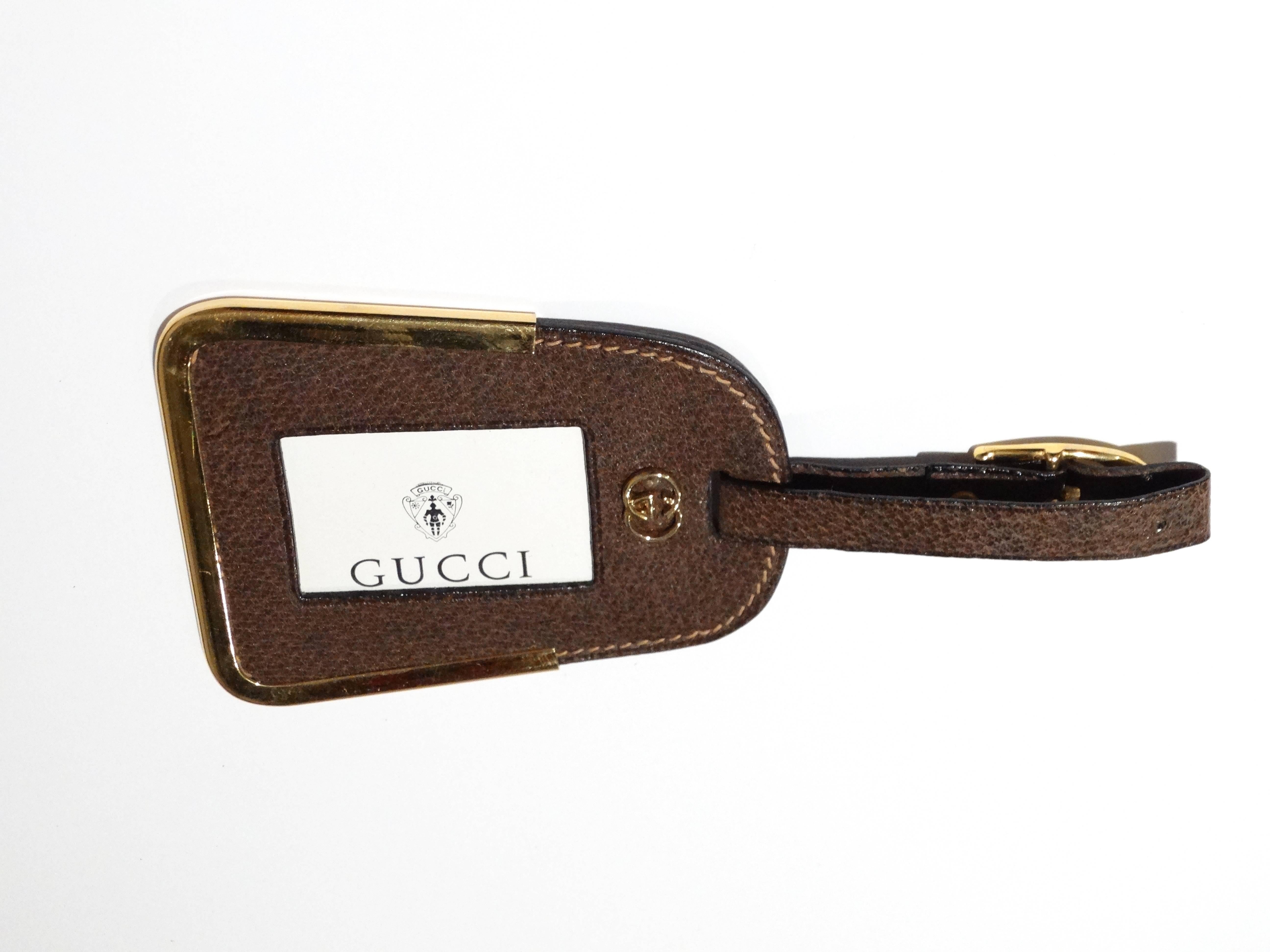 RARE 1970s Gucci Leather Luggage Tag  In Excellent Condition In Scottsdale, AZ
