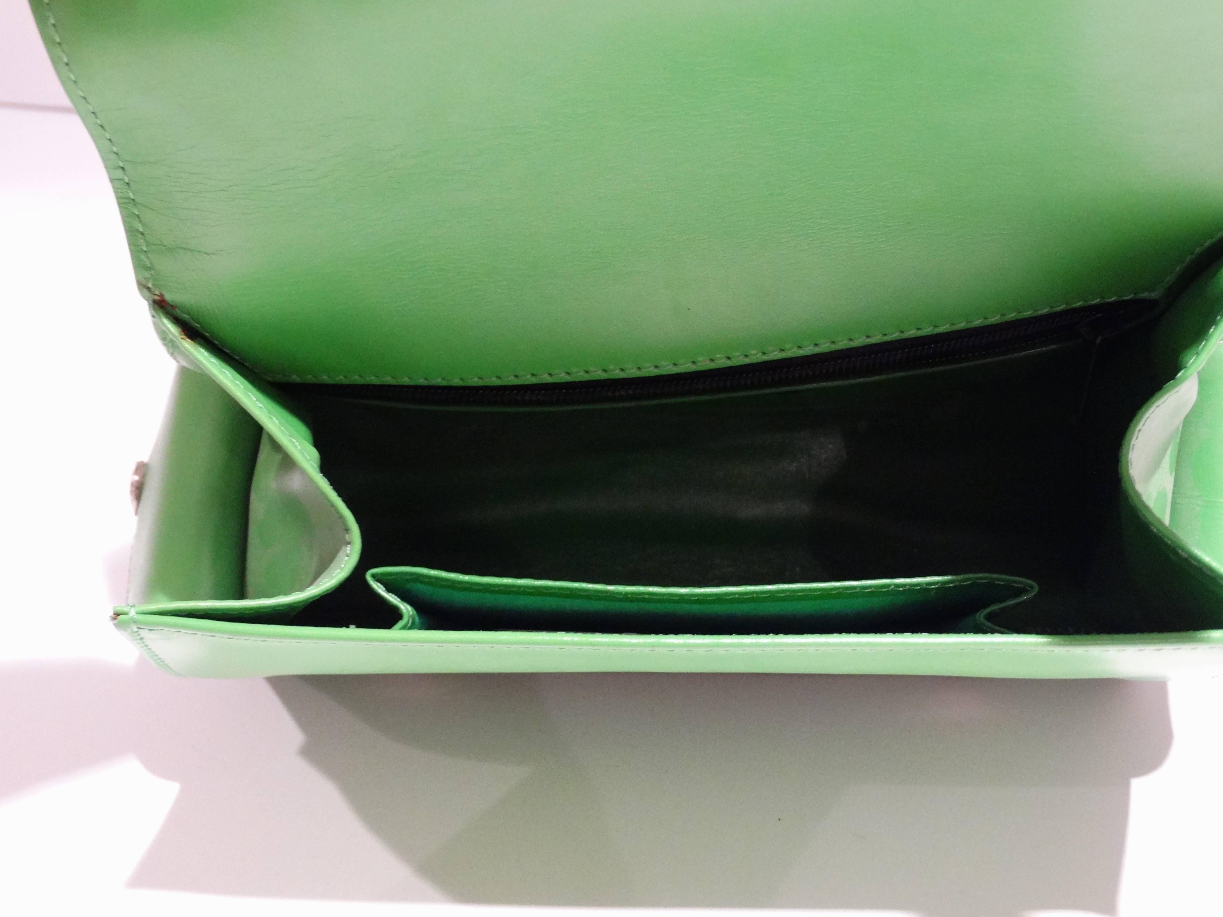 1990s Gianni Versace Green Top Handle Handbag  1