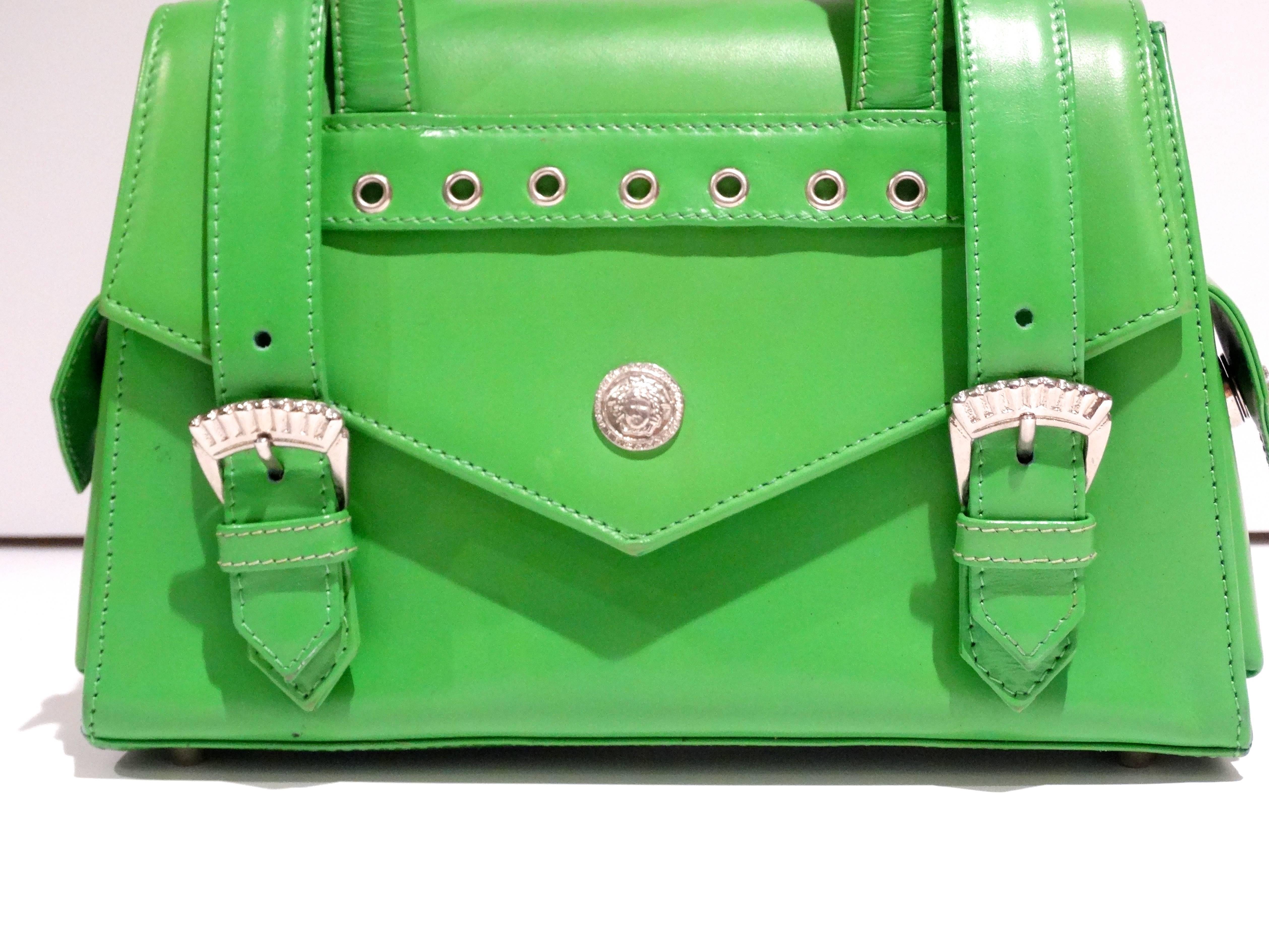 1990s Gianni Versace Green Top Handle Handbag  In Excellent Condition In Scottsdale, AZ