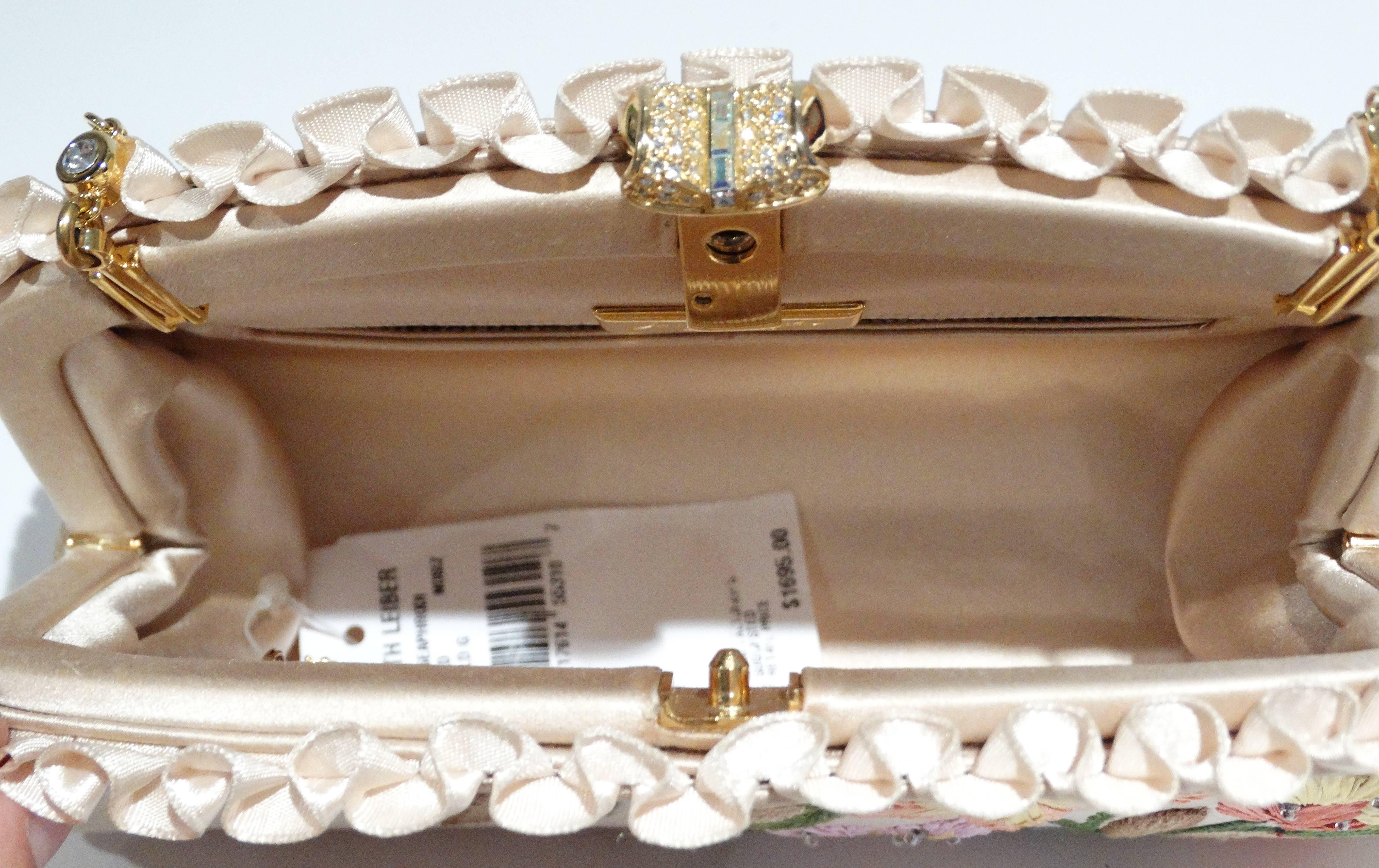 Judith Leiber Clutch aus bestickter Seide mit Blumen, 1990er Jahre   5