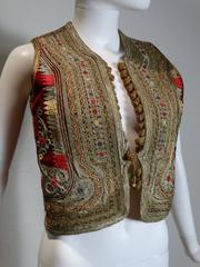 19th c. Antique Ottoman Gold Thread Embroidered Vest