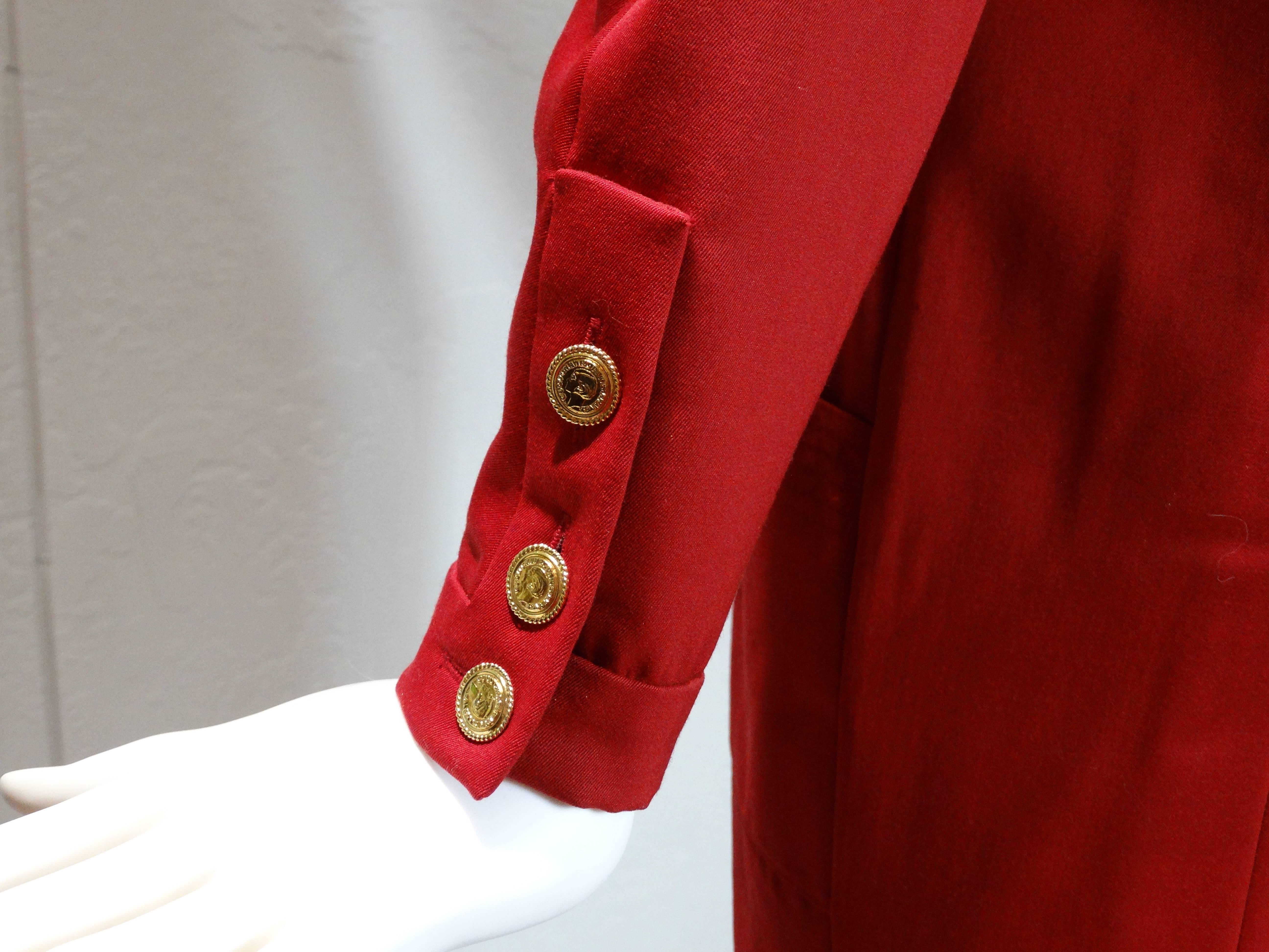 1980s Chanel Red Dress with Coco Buttons  In Excellent Condition In Scottsdale, AZ