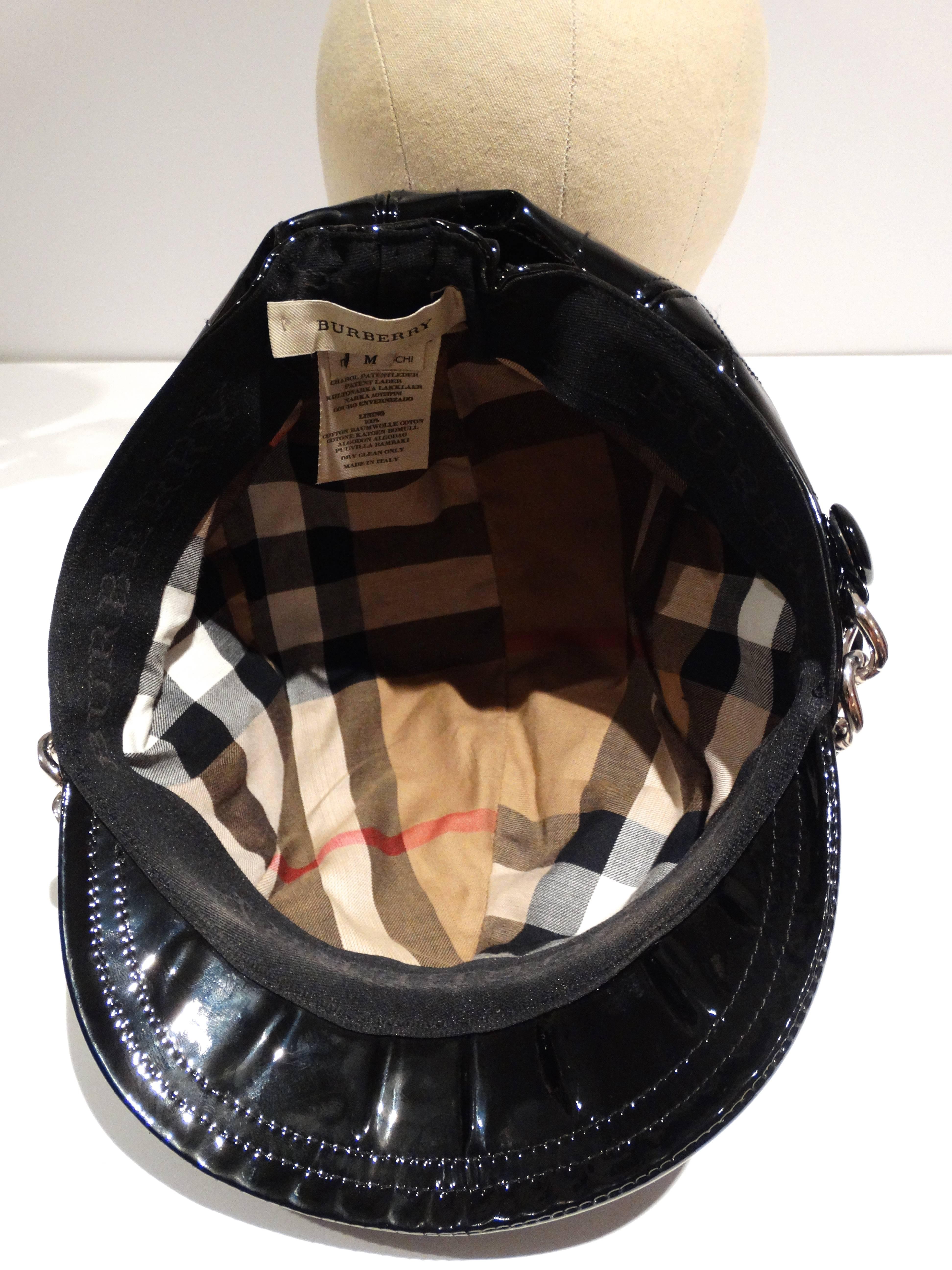 1990s Burberry Patient Leather Newsboy Cap  1