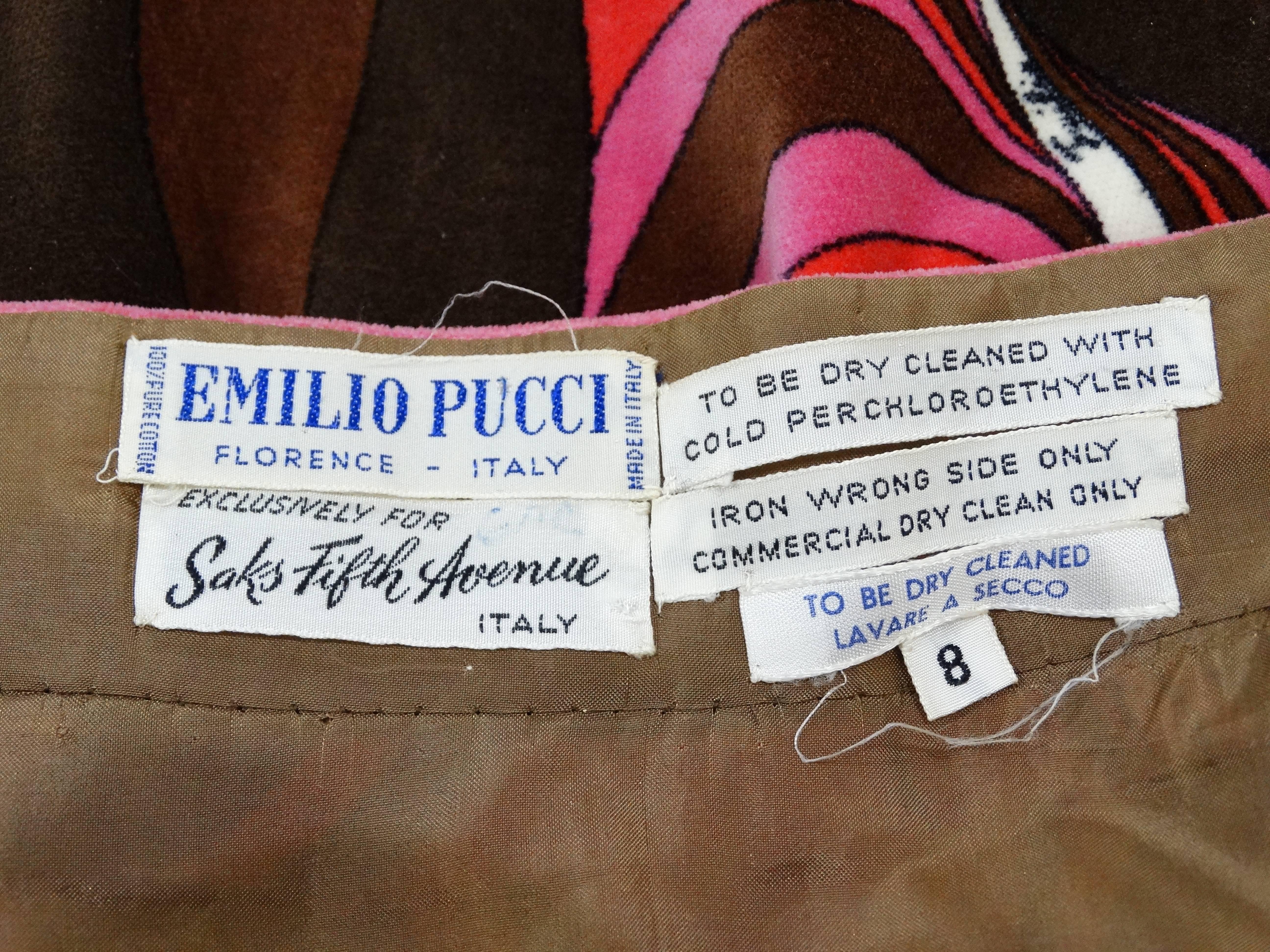Black 1960s Emilio Pucci Kaleidoscope Velveteen Maxi Skirt 