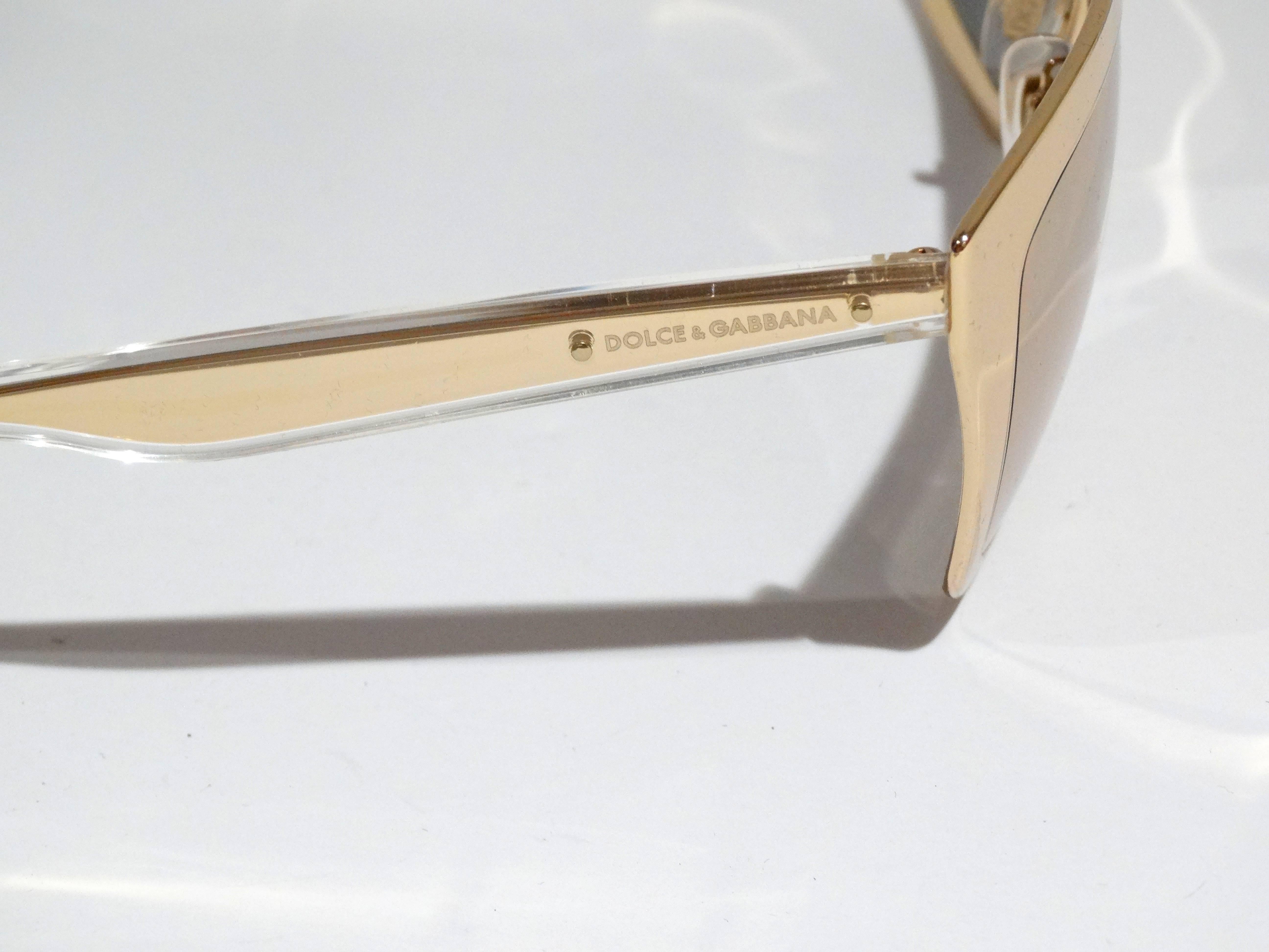 2012 SS Dolce & Gabbana 18ct Plated Gold Mirror Framed Sunglasses 1