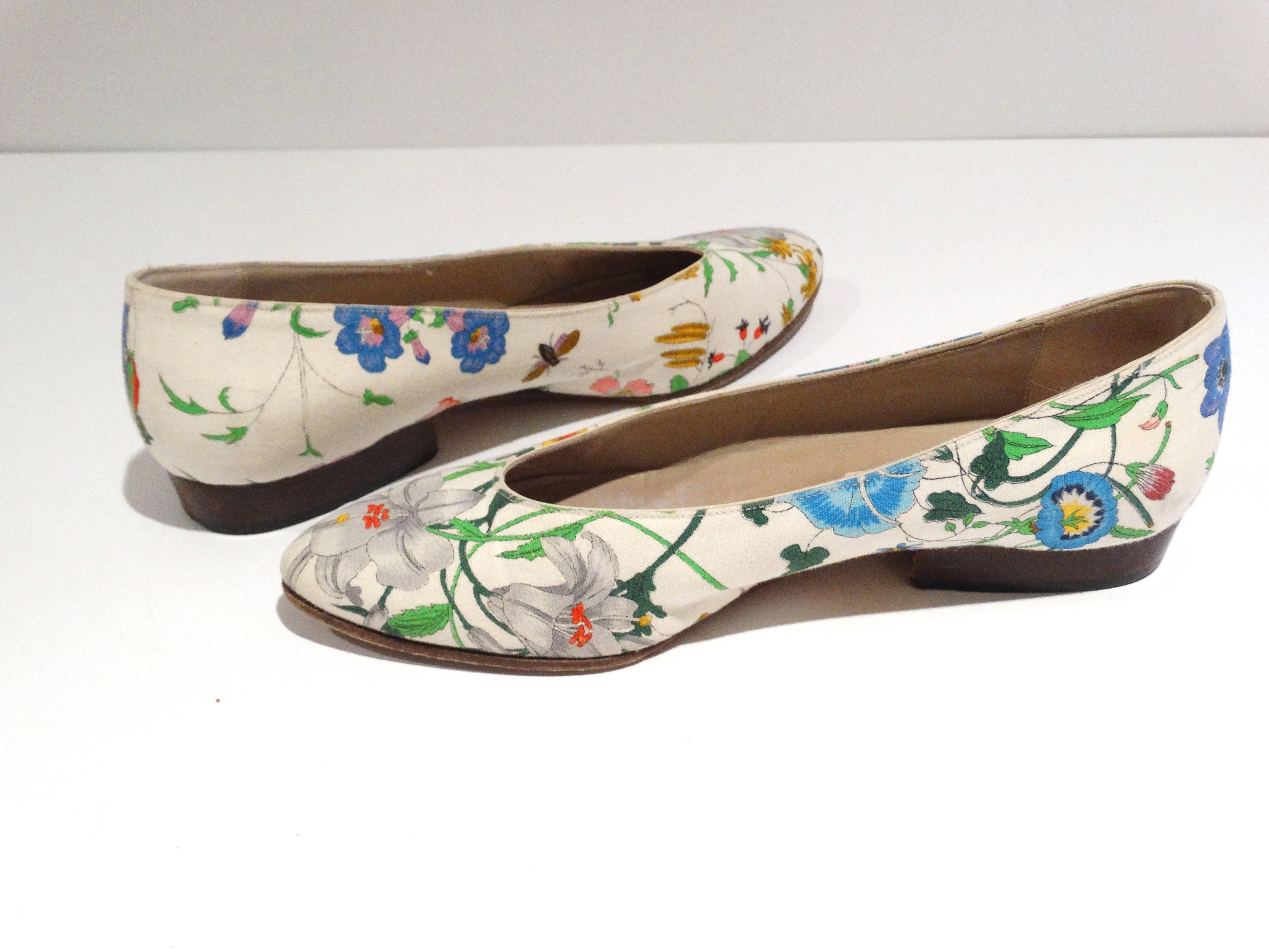 Gucci Chaussures plates « Flora » des années 1980  en vente 5
