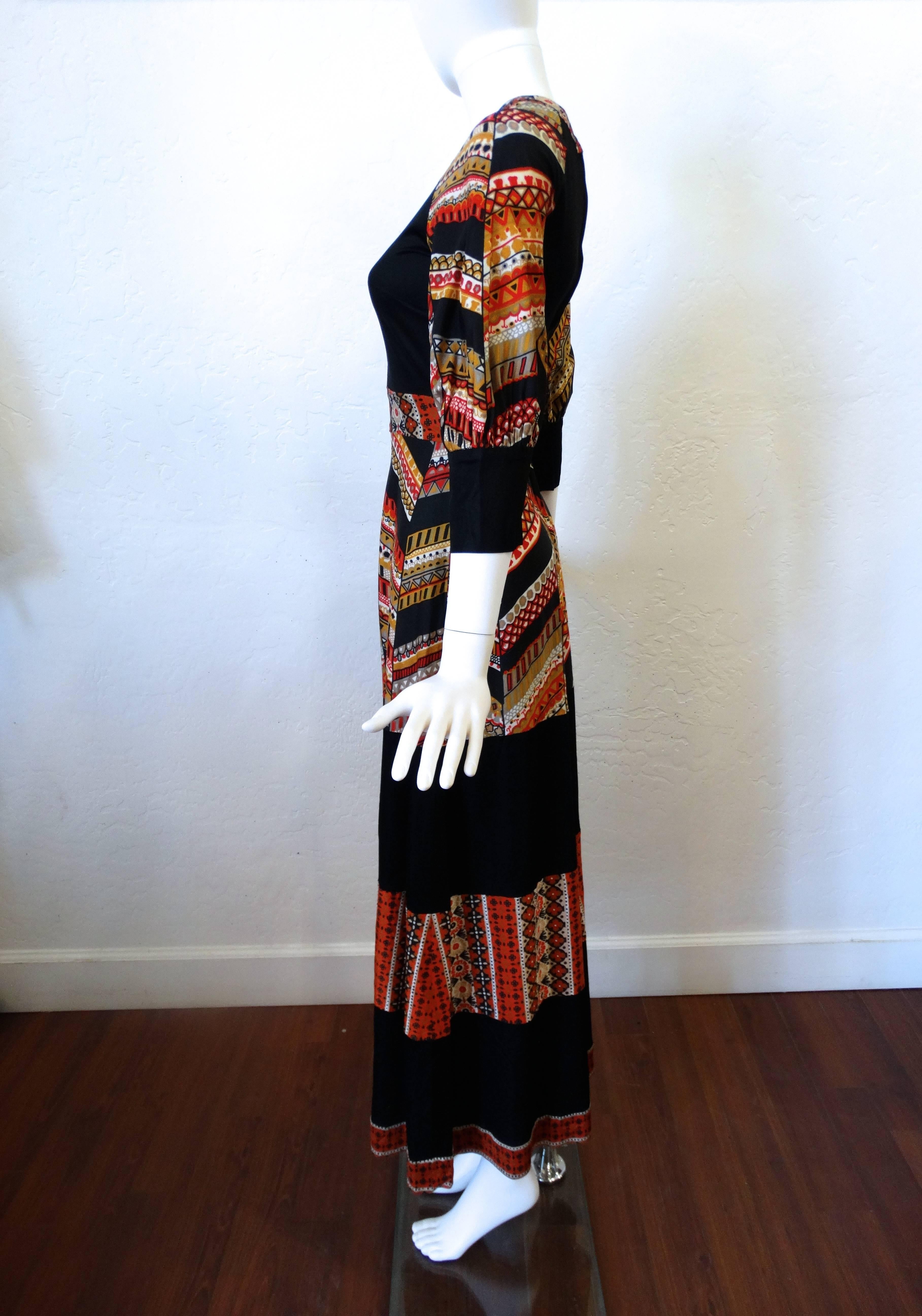 1970s Jean Varon Southwest Print Maxi Dress In Excellent Condition In Scottsdale, AZ