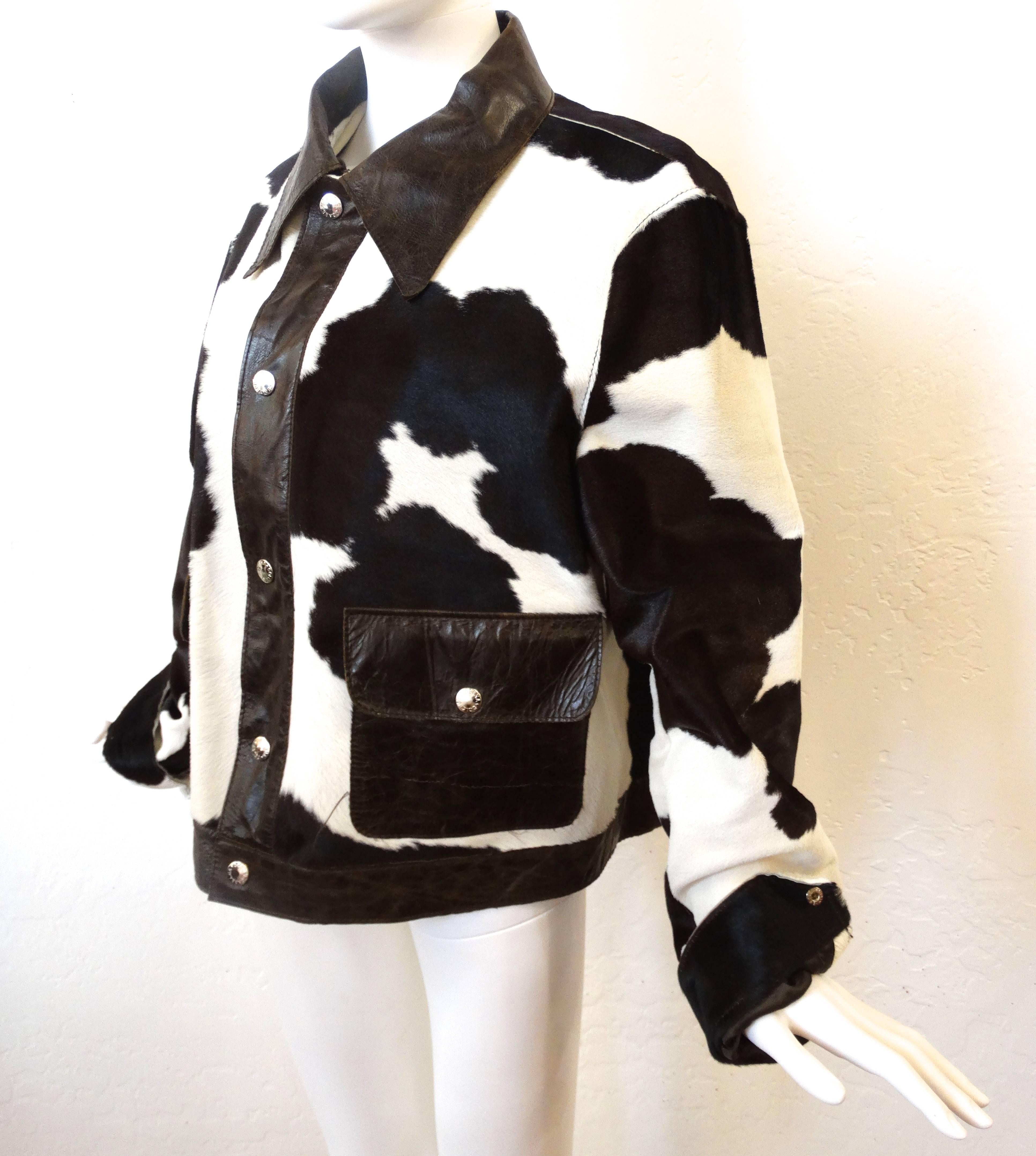 Black Rare 1990s Dolce & Gabbana Cowhide Leather Jacket 