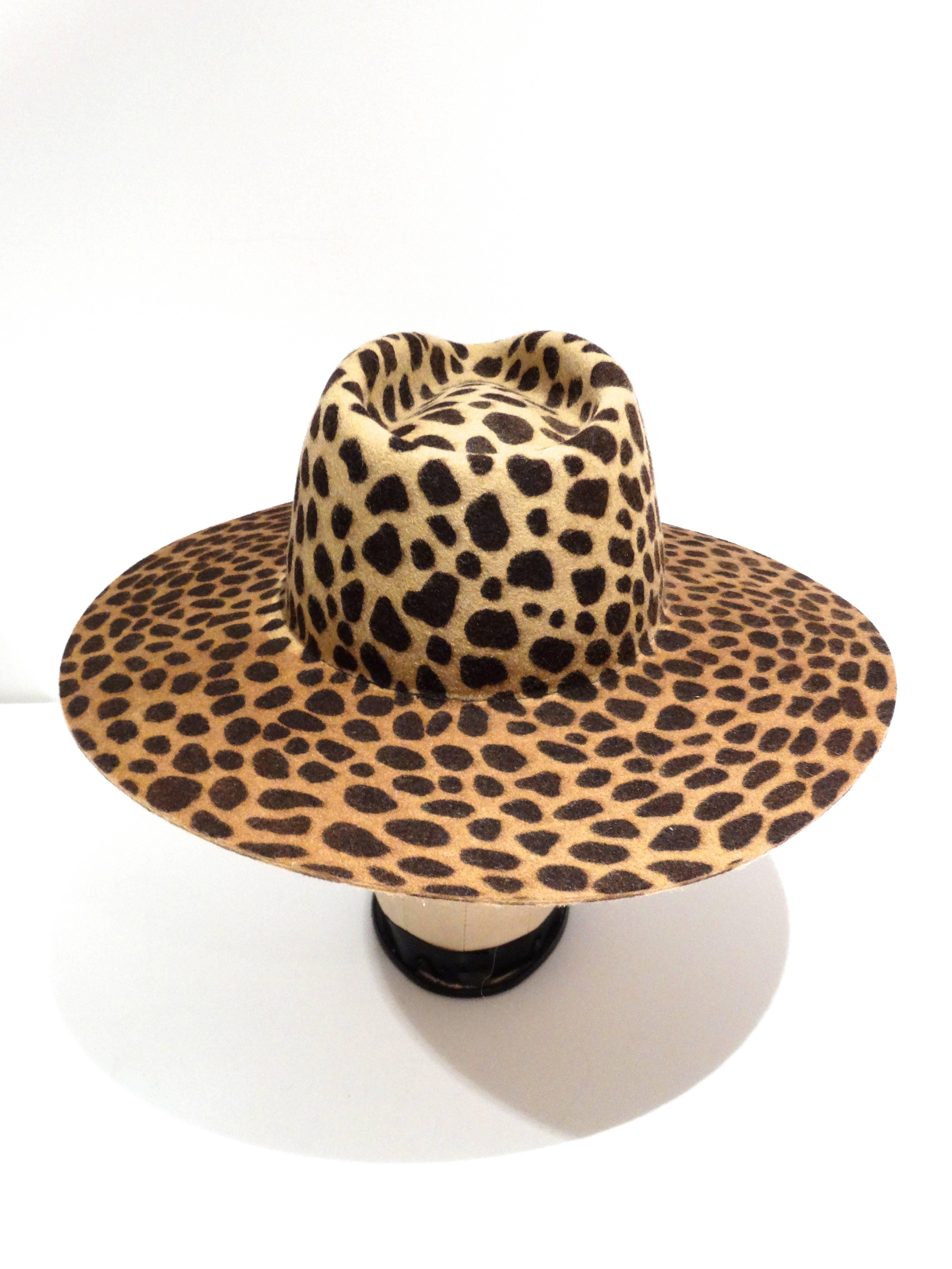 Women's 1980s Leopard Print Felt Hat