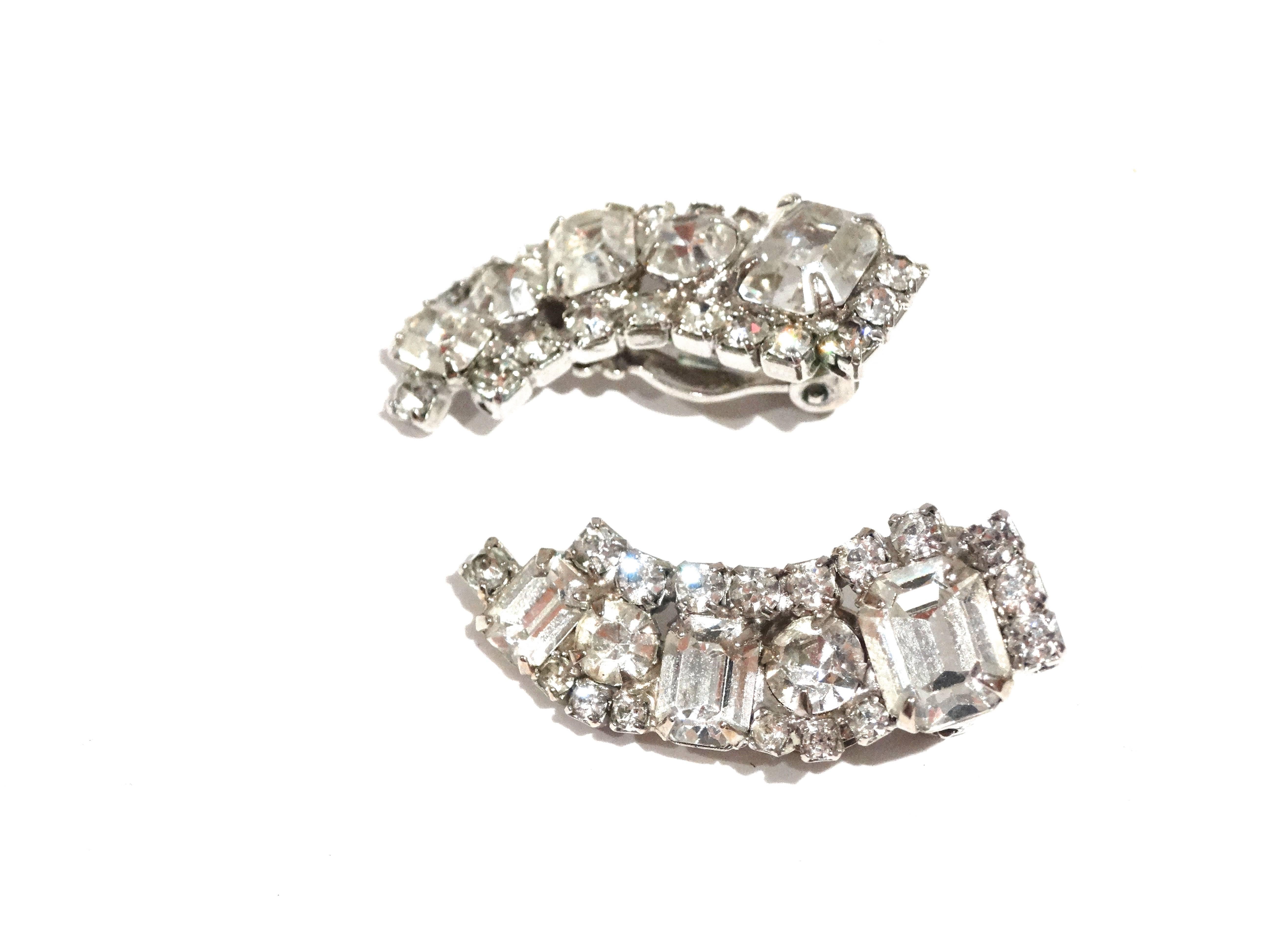 1950s Weiss Rhinestone Ear Climber Earrings In Excellent Condition In Scottsdale, AZ