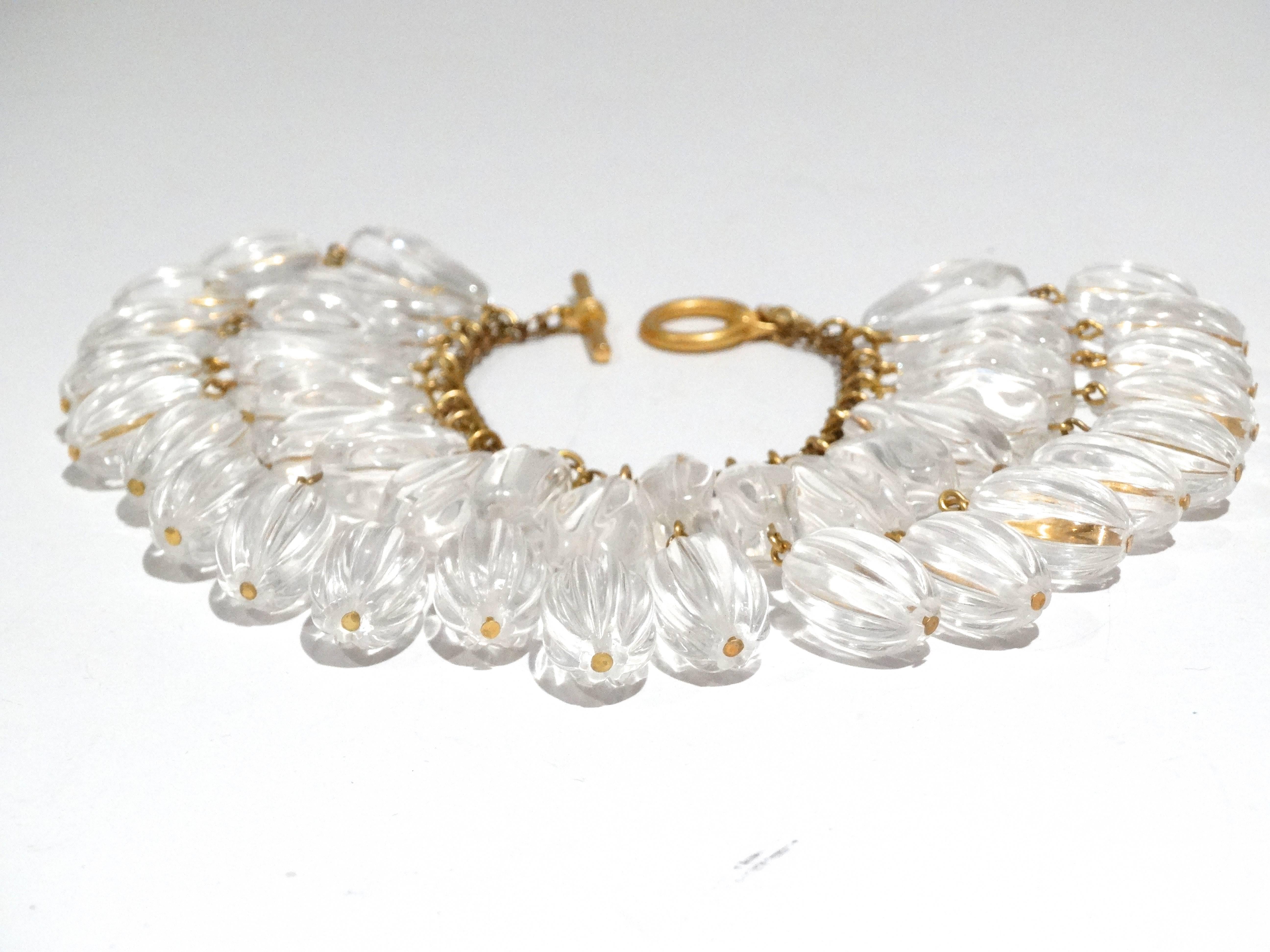 Women's Rare 1980s Runway Anne Klein Couture Lucite Beaded Bracelet