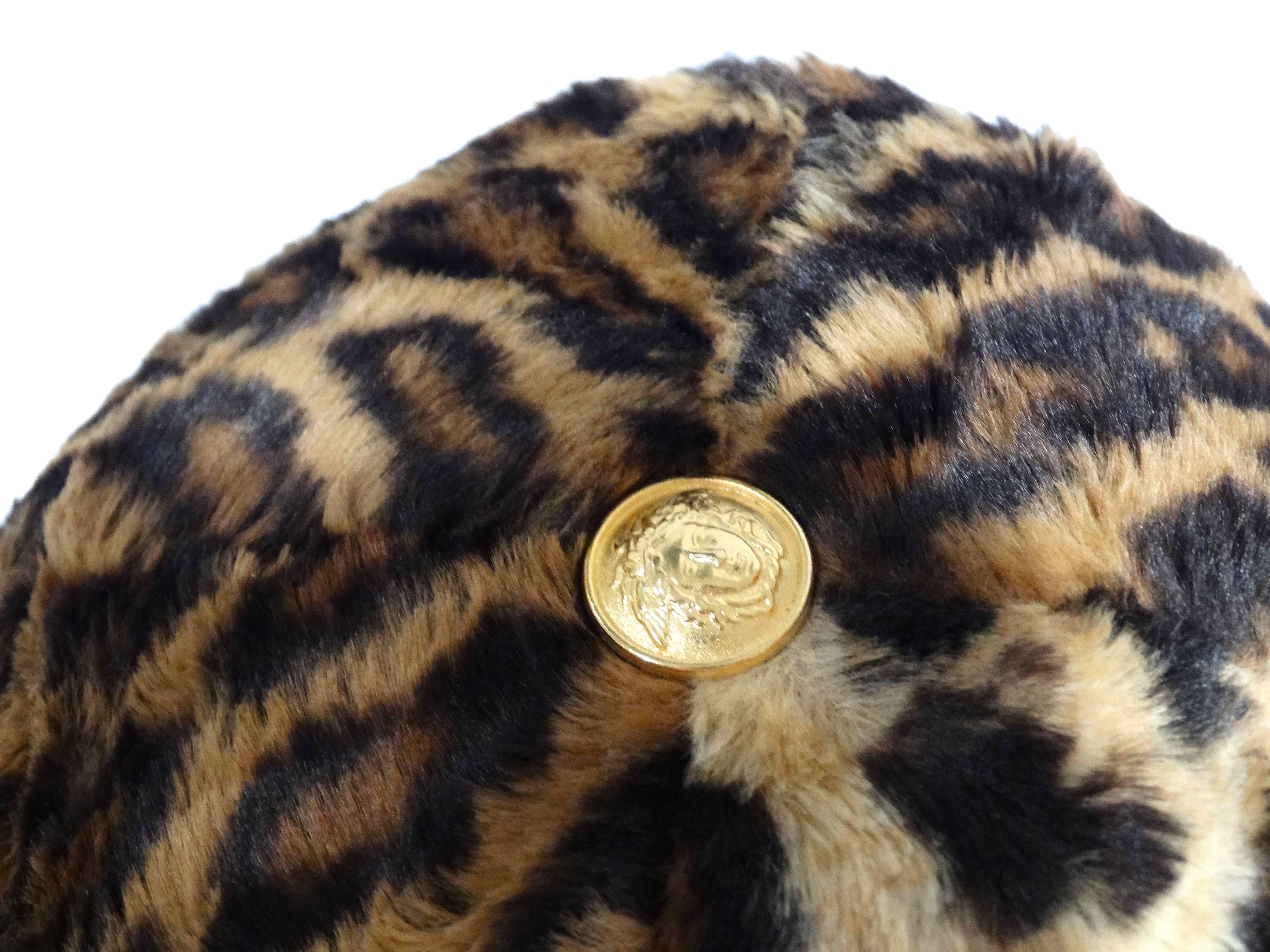 Gianni Versace Faux Leopard Medusa Hat, 1990s For Sale 1