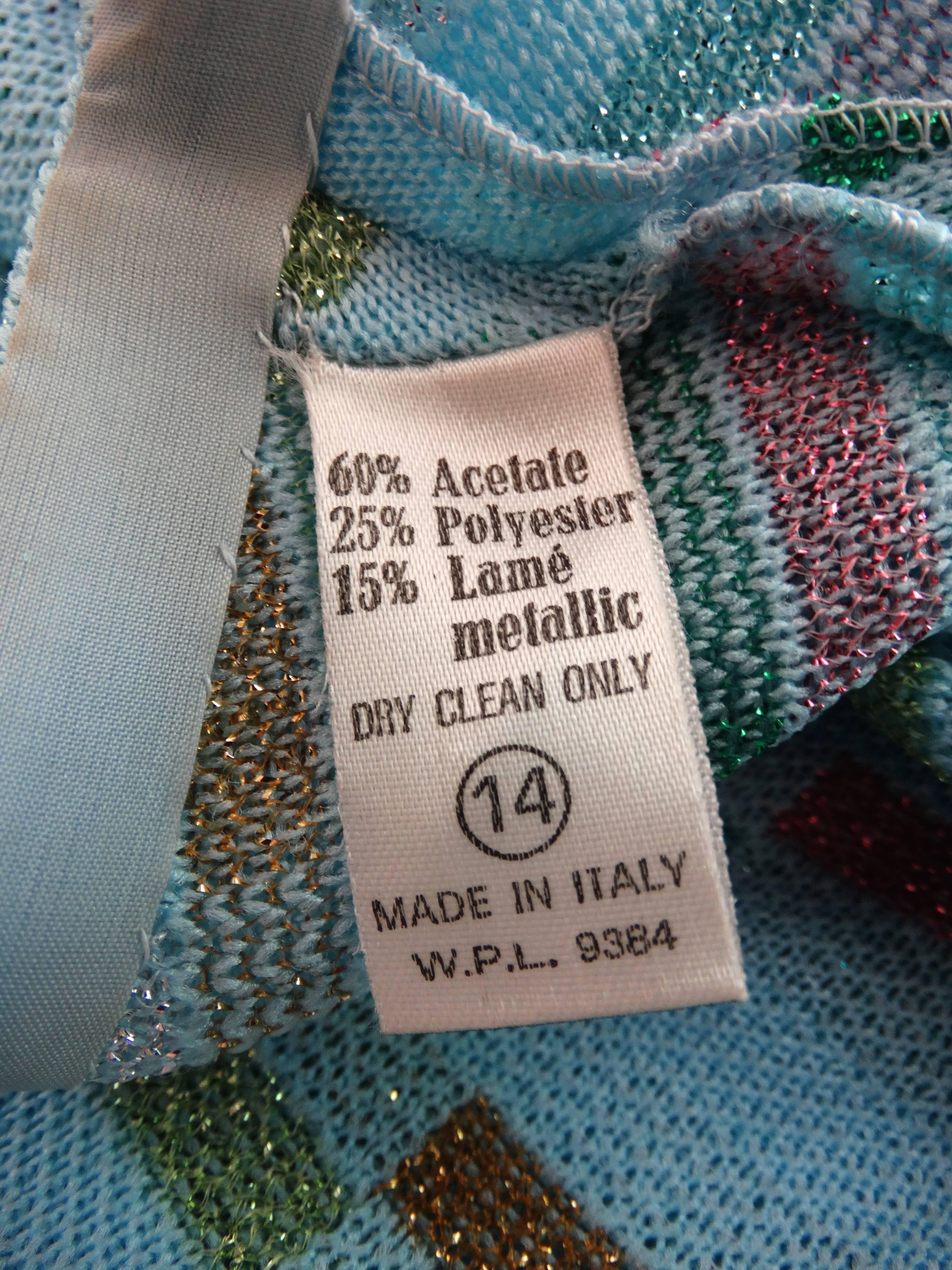 Super Model Length 1970s Missoni Multicolor Rectangle Pattern Knit Lame Gown  4