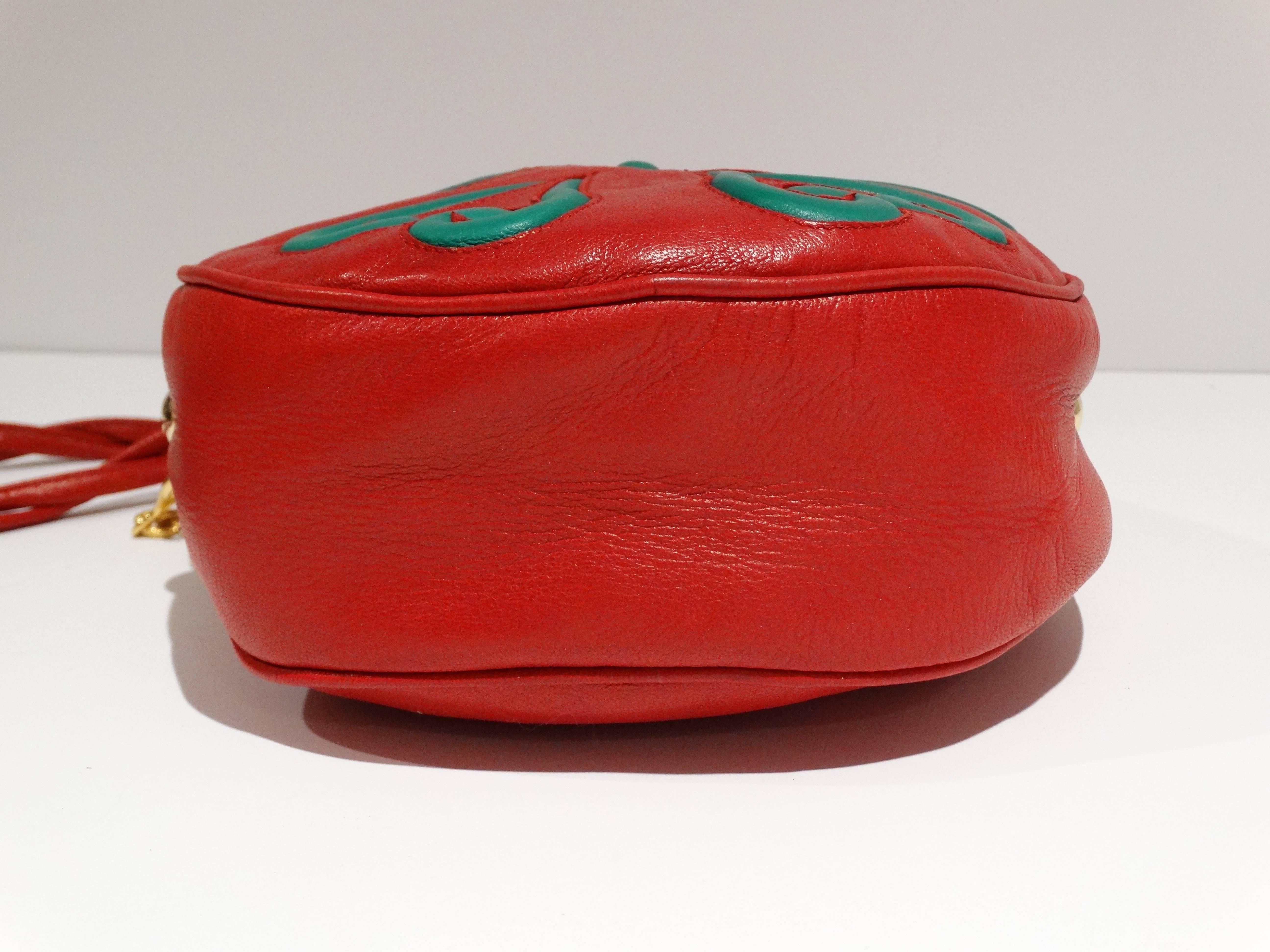 1990s Lipstick Red Moschino by Redwall Leather Shoulder Bag  3