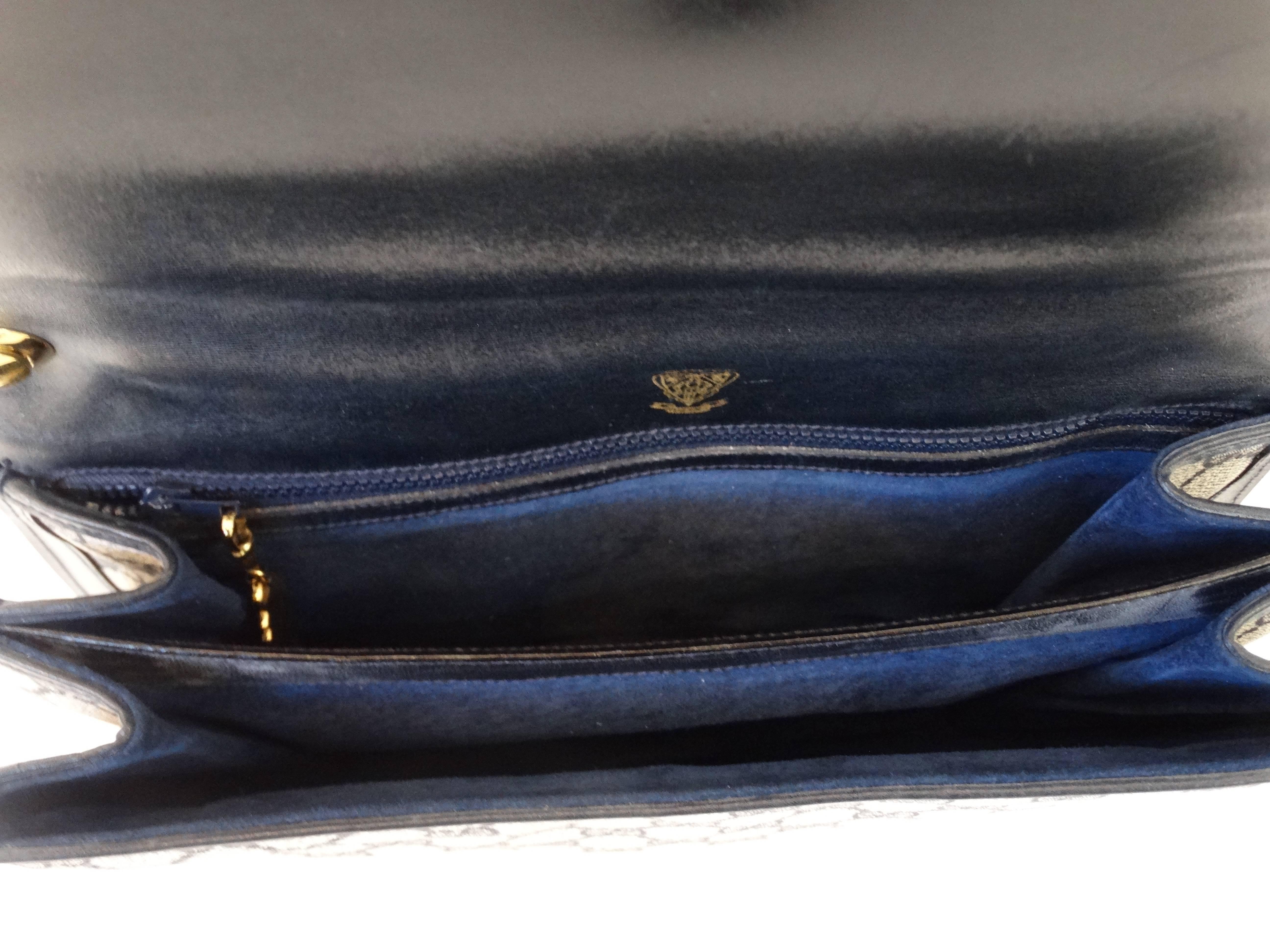 1970S Gucci Blue Monogram Blondie Shoulder Bag  2
