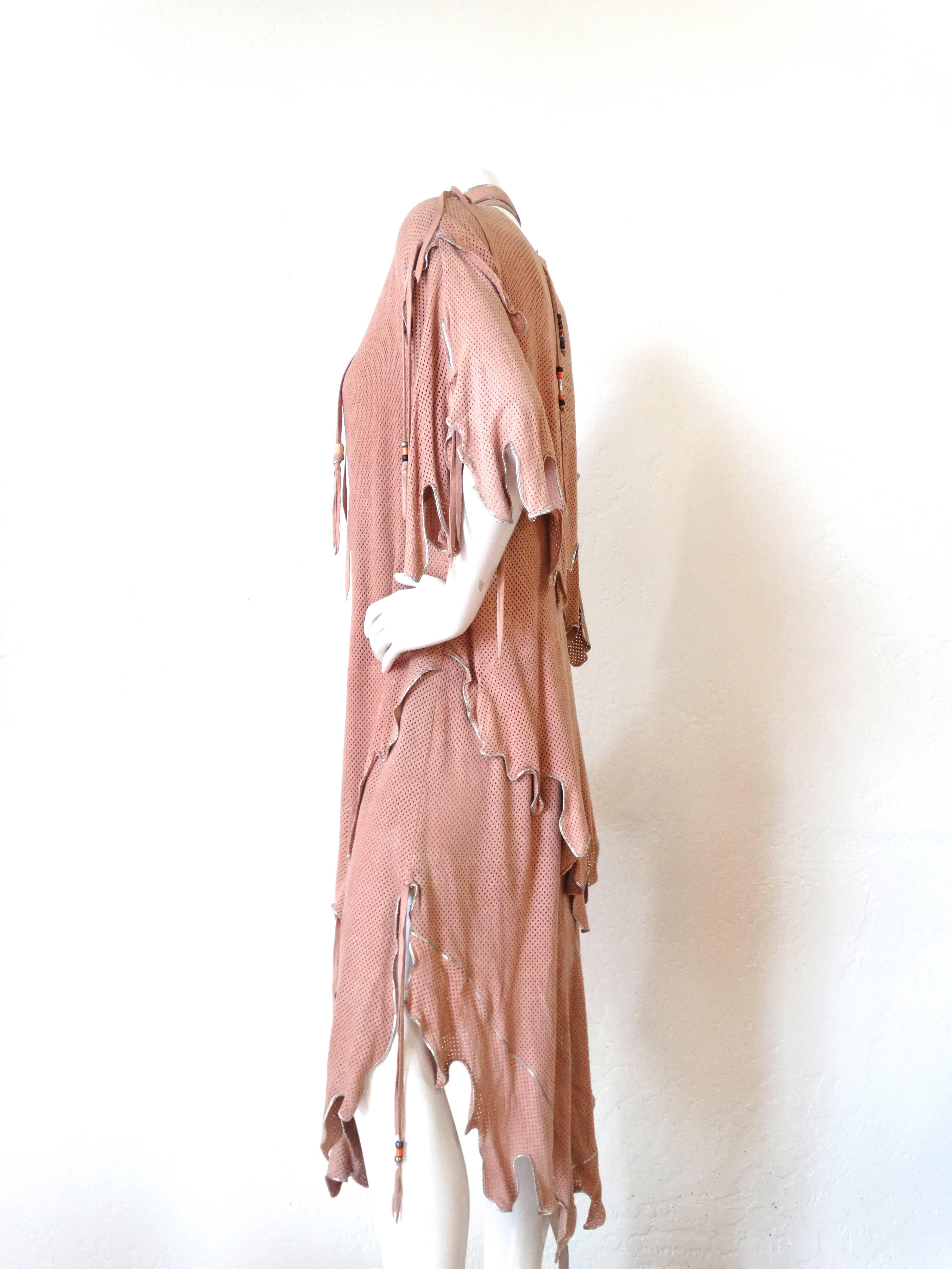 1970's North Beach Leather Perforated Fringe Dress 2