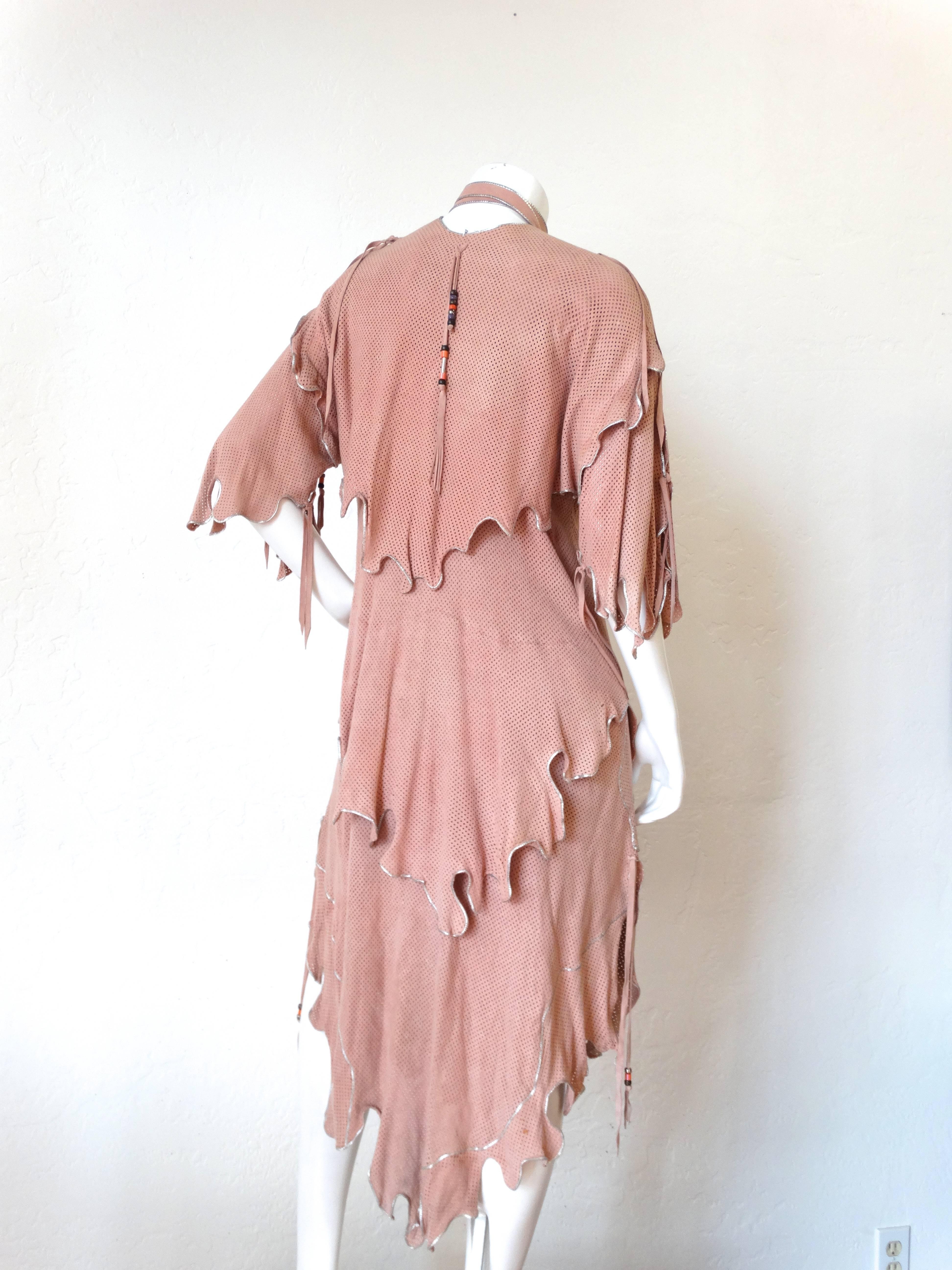 1970's North Beach Leather Perforated Fringe Dress 3