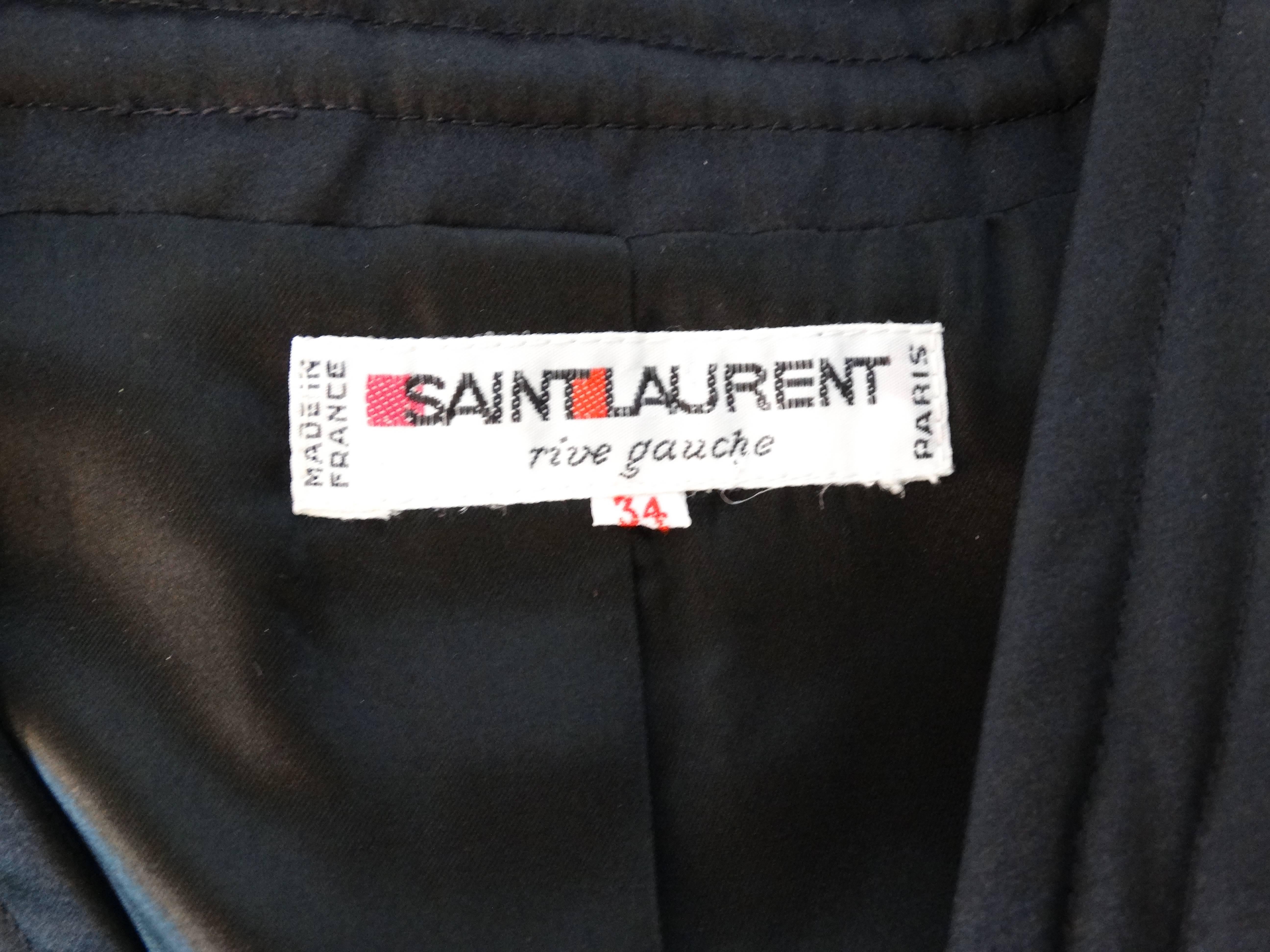 1980s Saint Laurent Metallic Green Floral Print Jacket  1