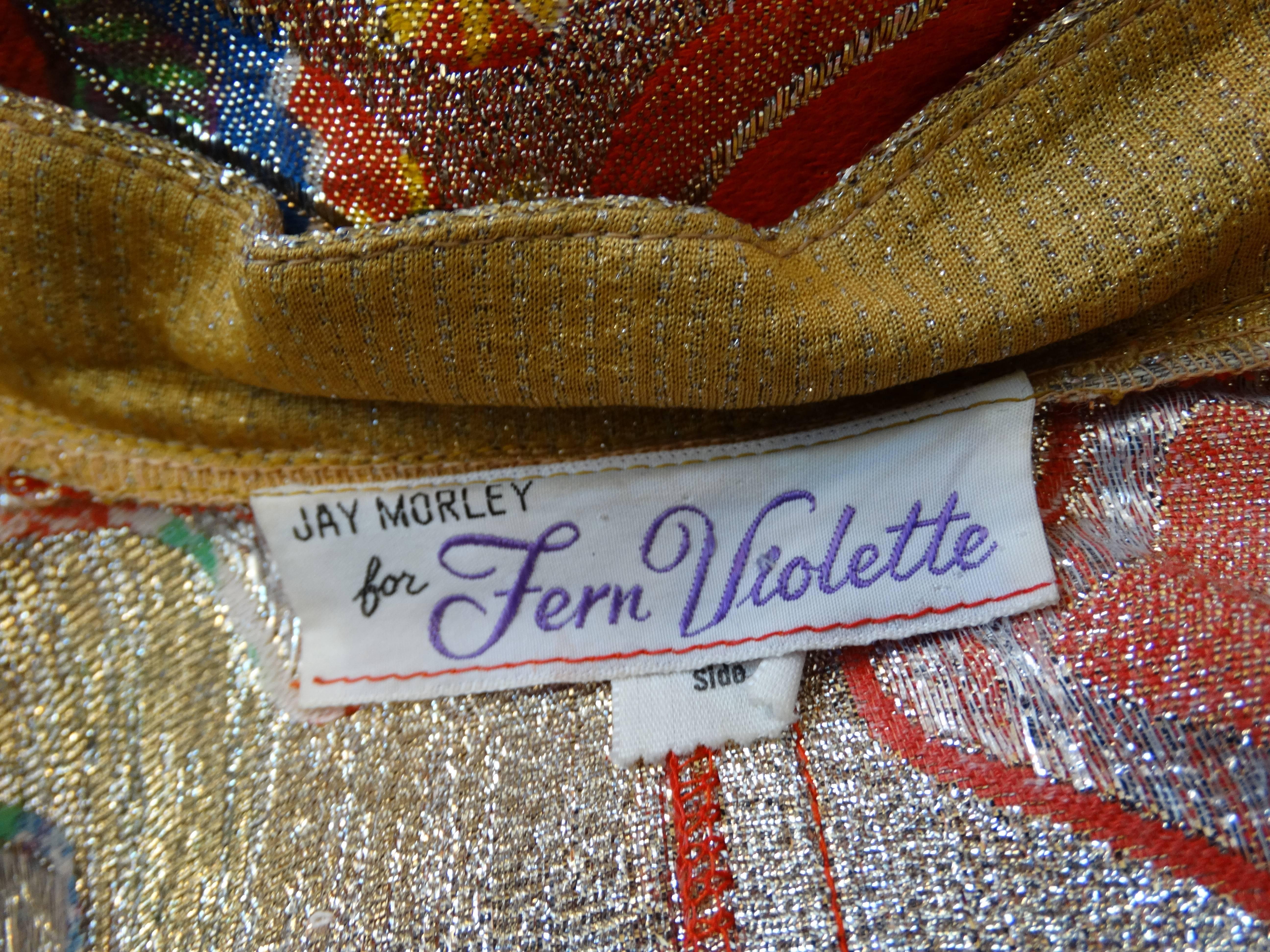 Women's Rare 1970s Jay Morley for Fern Violette Metallic Caftan Dress