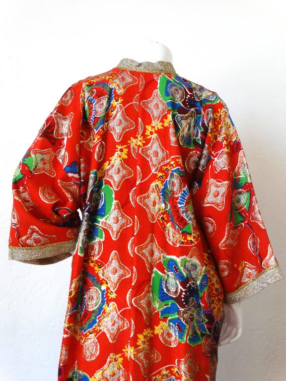 Rare 1970s Jay Morley for Fern Violette Metallic Caftan Dress at 1stDibs
