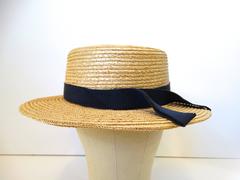 Rare 1980s Yves Saint Laurent Rive Gauche Straw Boater Hat