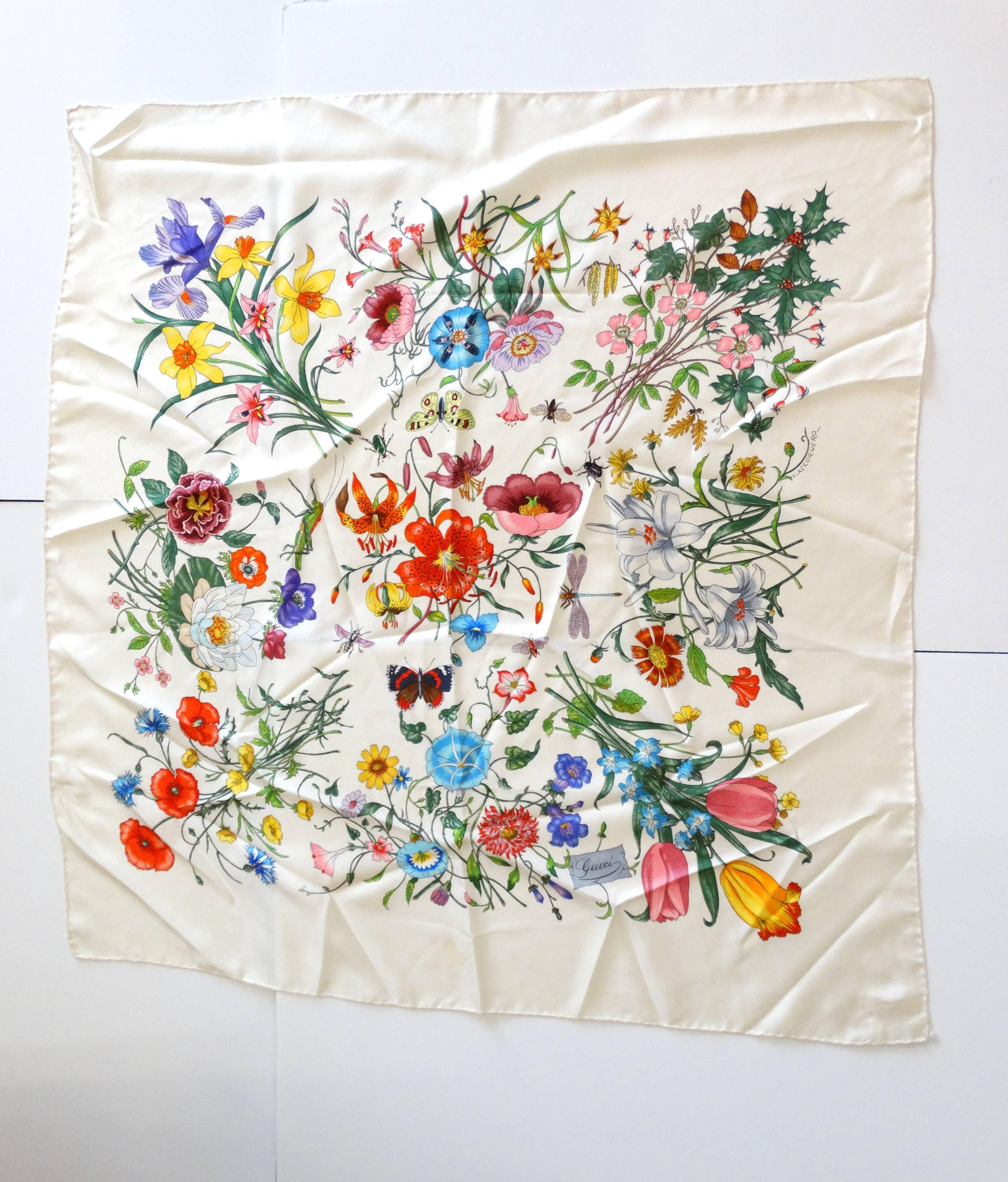 Early 1970s Gucci Flora Scarf By V. Accornero at 1stDibs | v. accornero  gucci scarf, gucci v accornero scarf, gucci accornero scarf