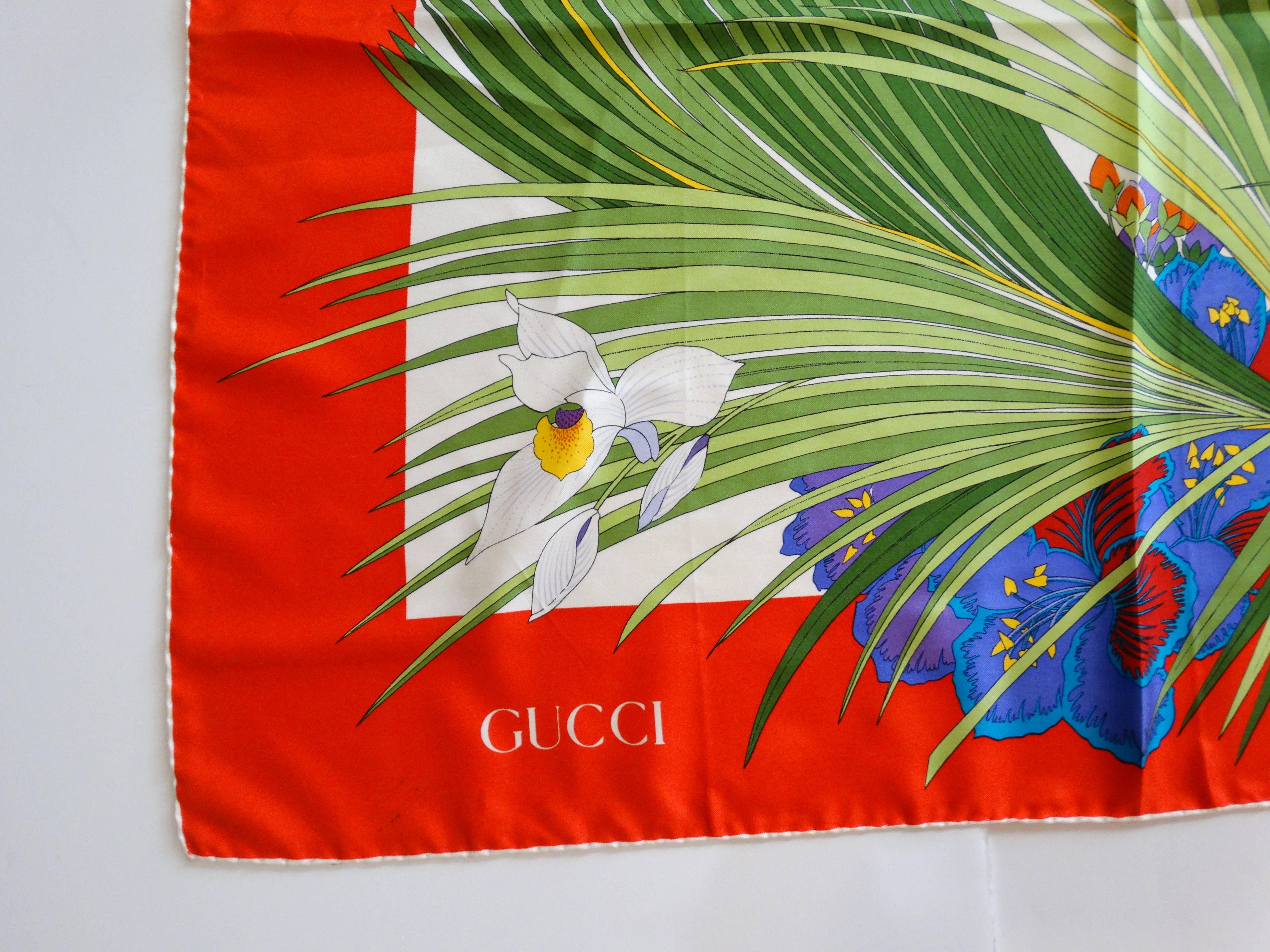 1980s Gucci Macaw Silk Scarf  1