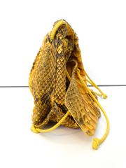 1980s Carlos Falchi Prime Rose Yellow Python Pouch Cross Body Bag