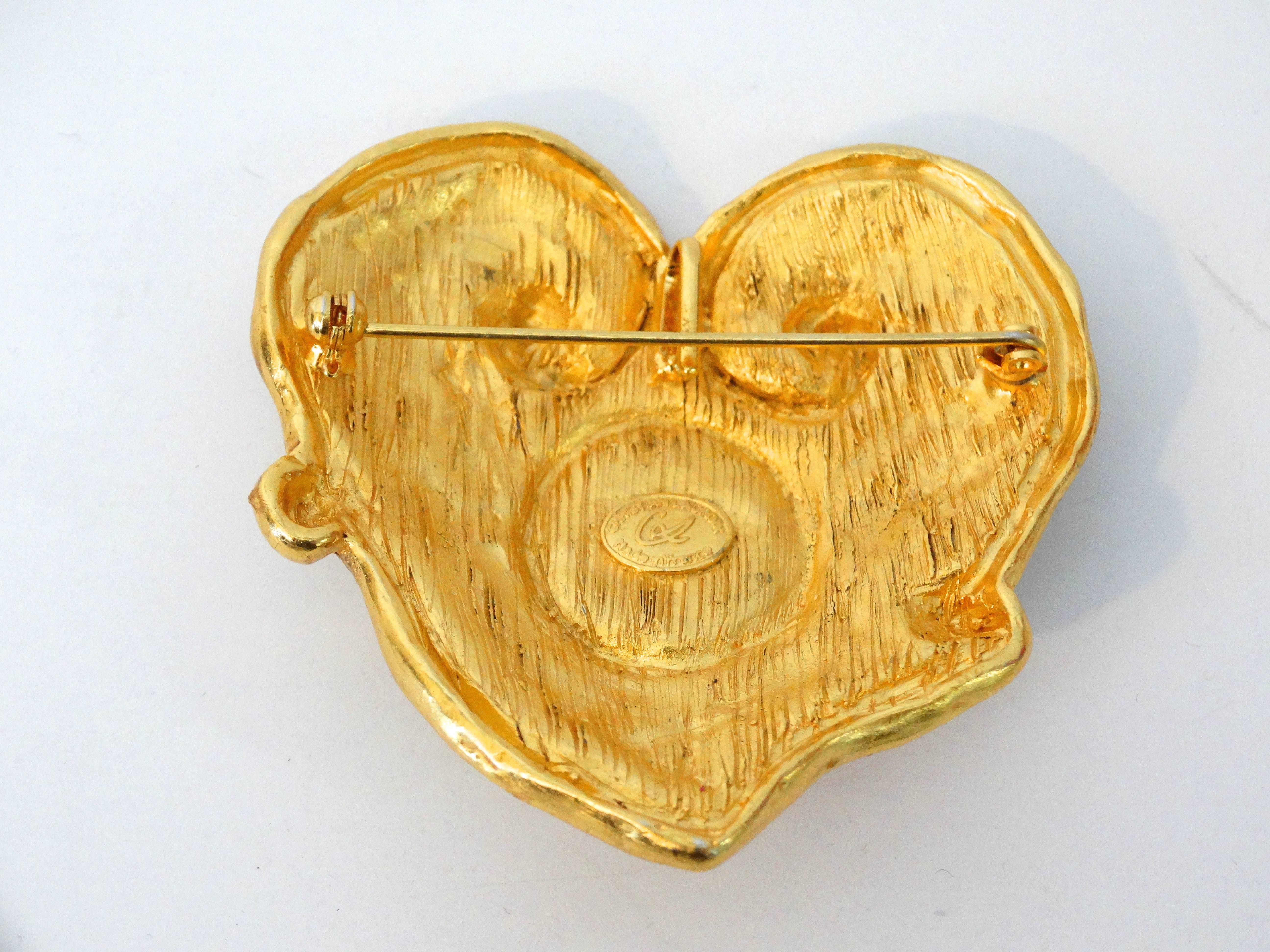 Women's or Men's Christian Lacroix Heart Pendant Brooch, 1980s 