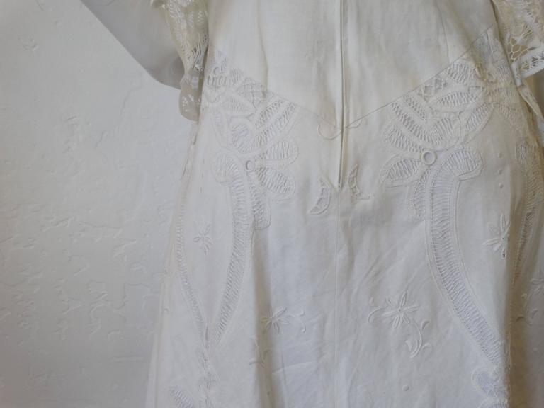 Cream Lace Applique Handkerchief Dress, 1970s at 1stdibs