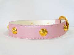 1980s Escada Pink Leather Rosette Belt