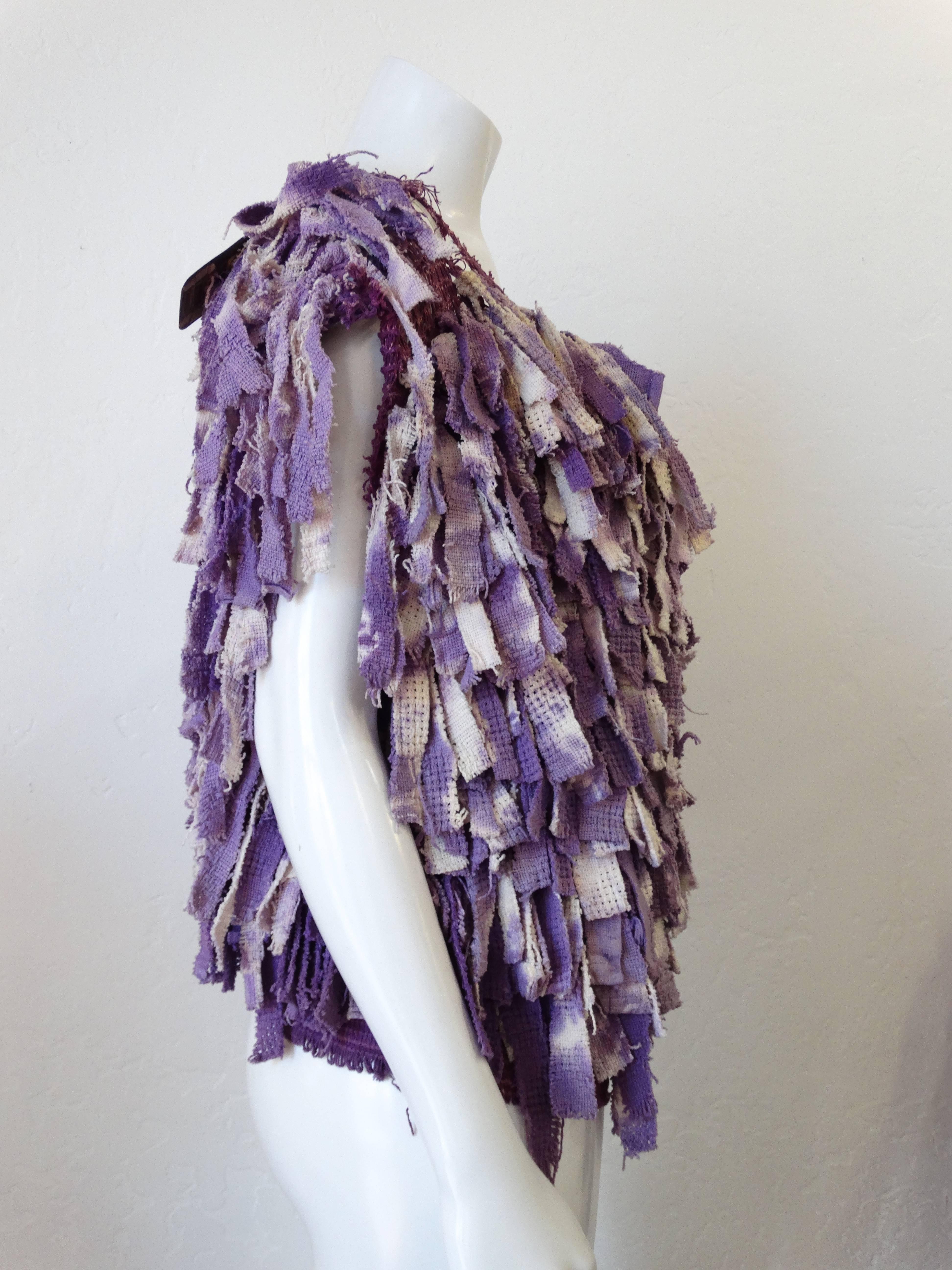 Gray Avant Garde 1980s Purple Fringe Top For Sale