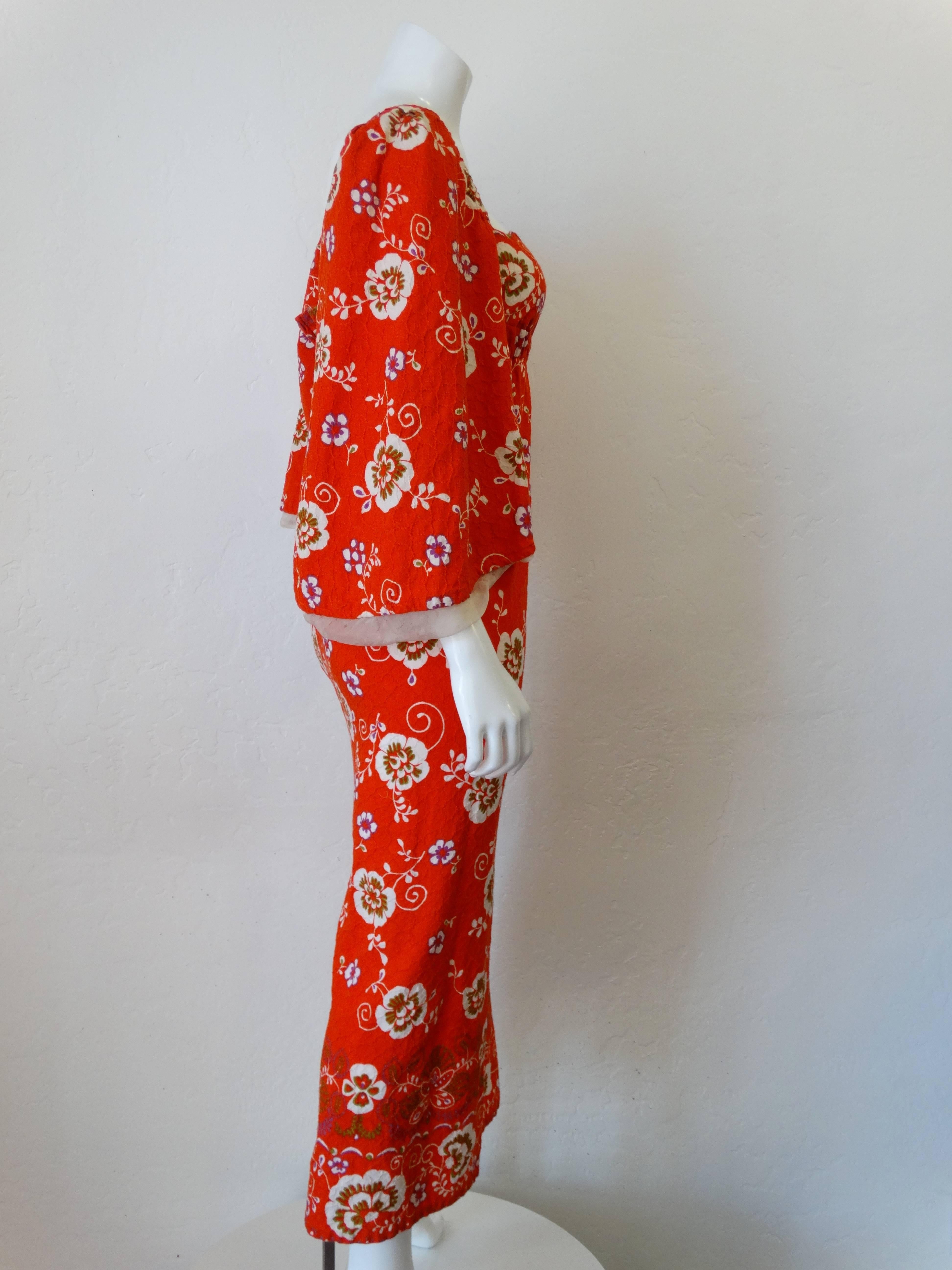 1970s Betty Carol Floral Off Shoulder Maxi Dress In Excellent Condition In Scottsdale, AZ