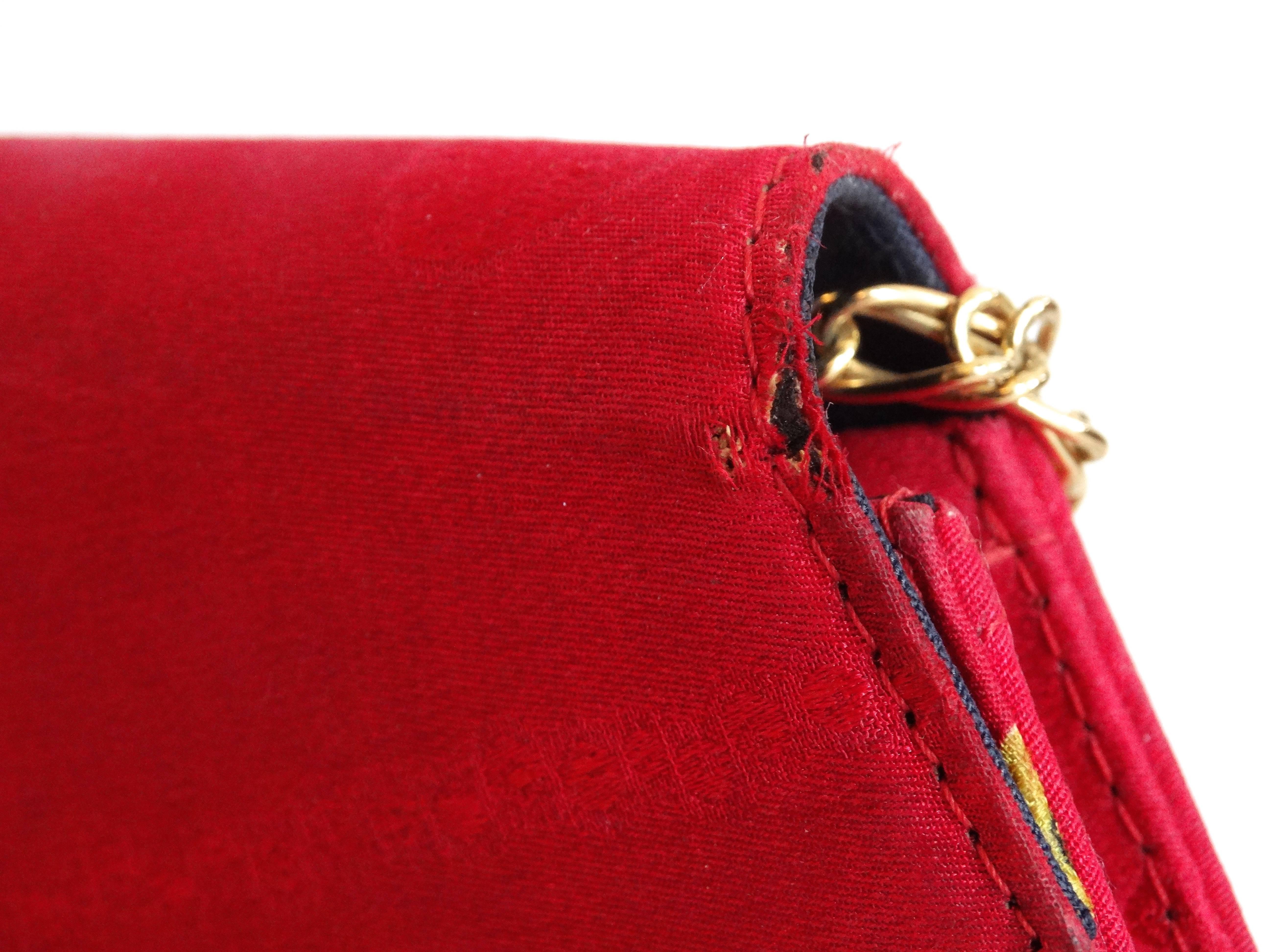 Rare Les Must de Cartier Red Silk GemStone Design Clutch Bag  3