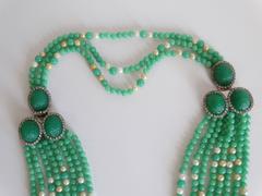1970s Multi Strand Jade and Faux Pearls created by William de Lillo