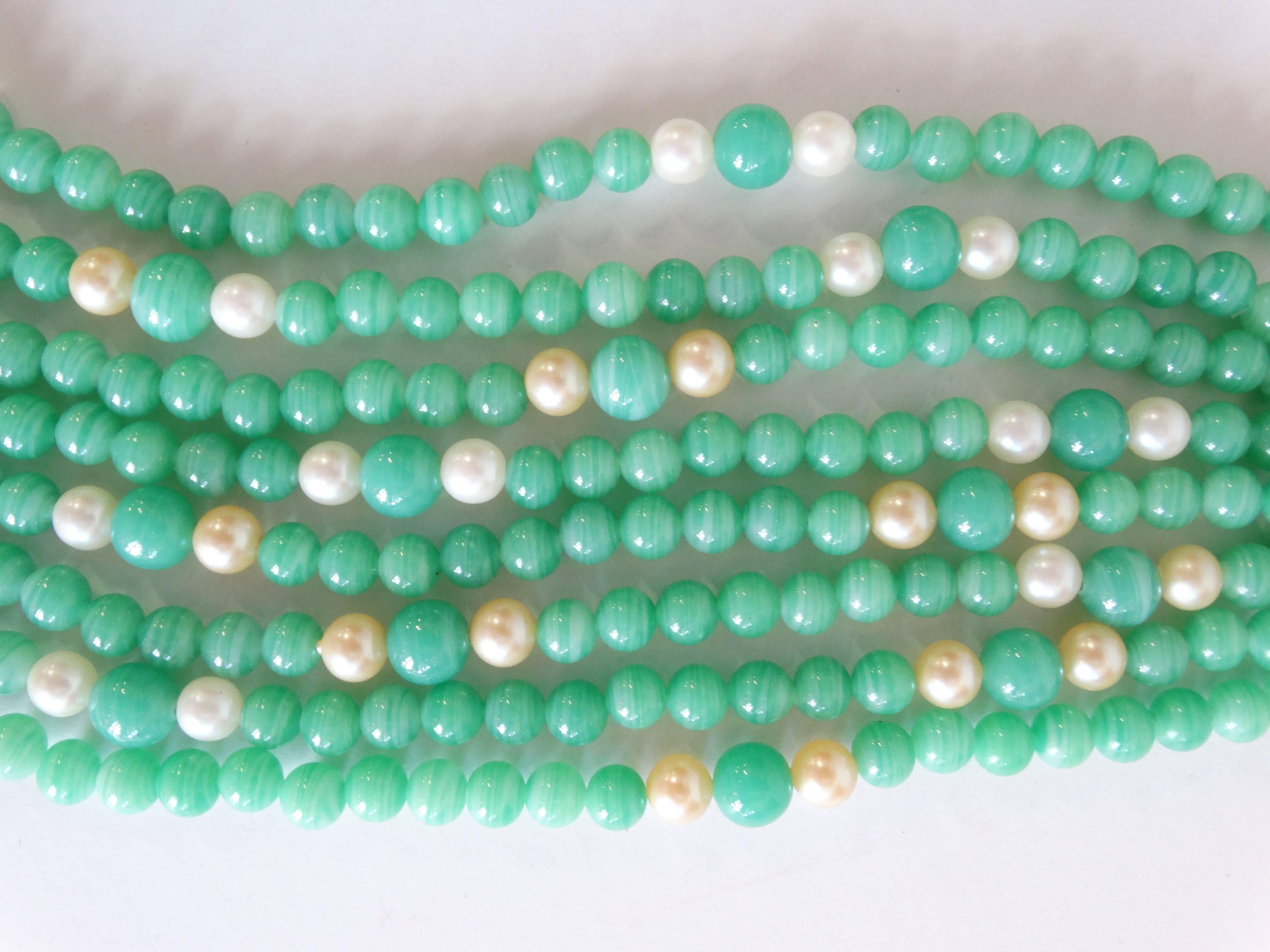 1970s Multi Strand Jade and Faux Pearls created by William de Lillo 2