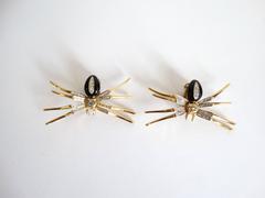 1980s Black Widow Spider Enamel and Crystal Earrings