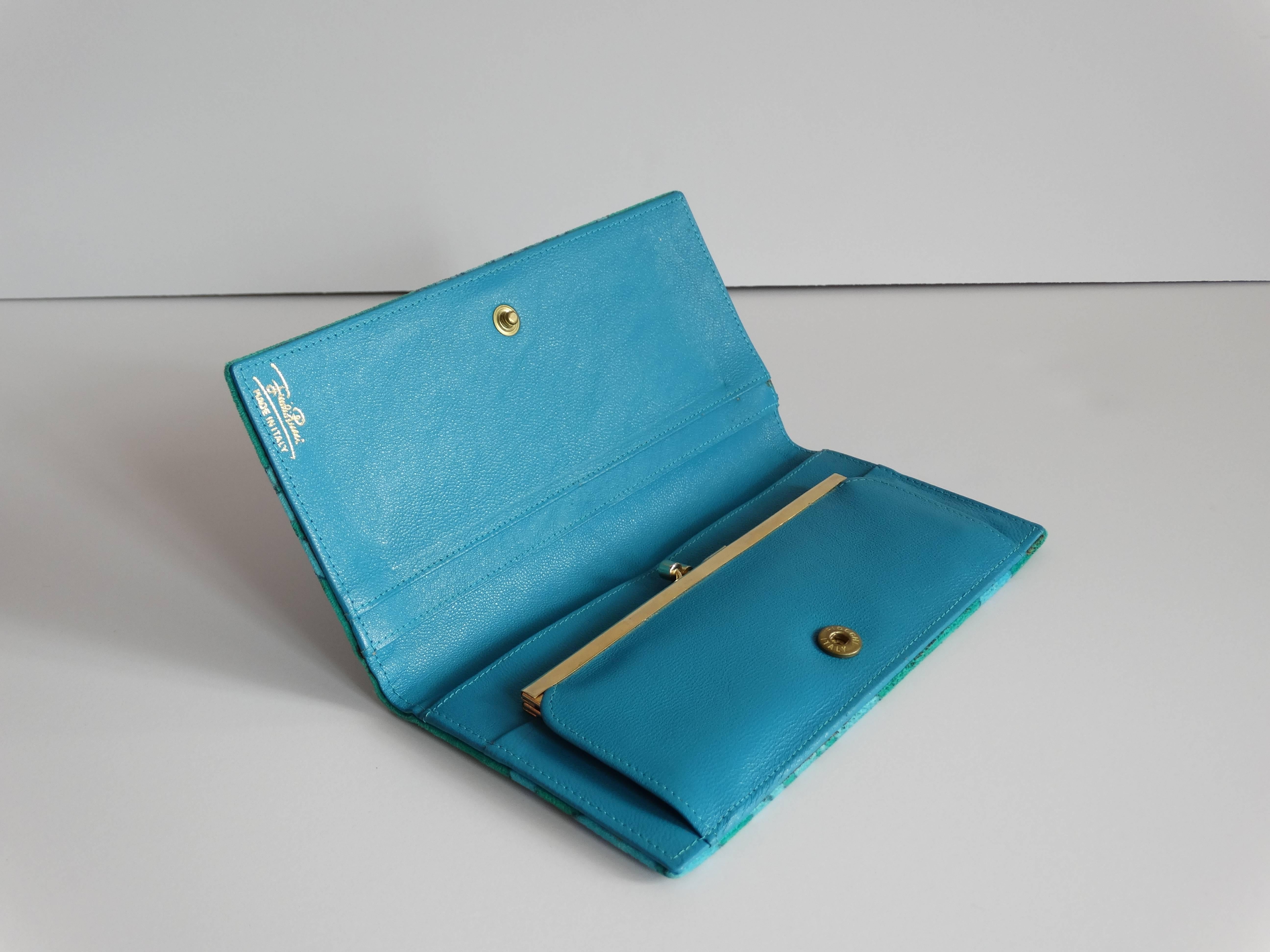 Blue 1960s Emilio Pucci Velour Wallet 