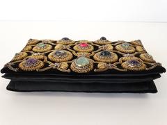 Rare 1960s Zardozi Zari Gemstone Clutch